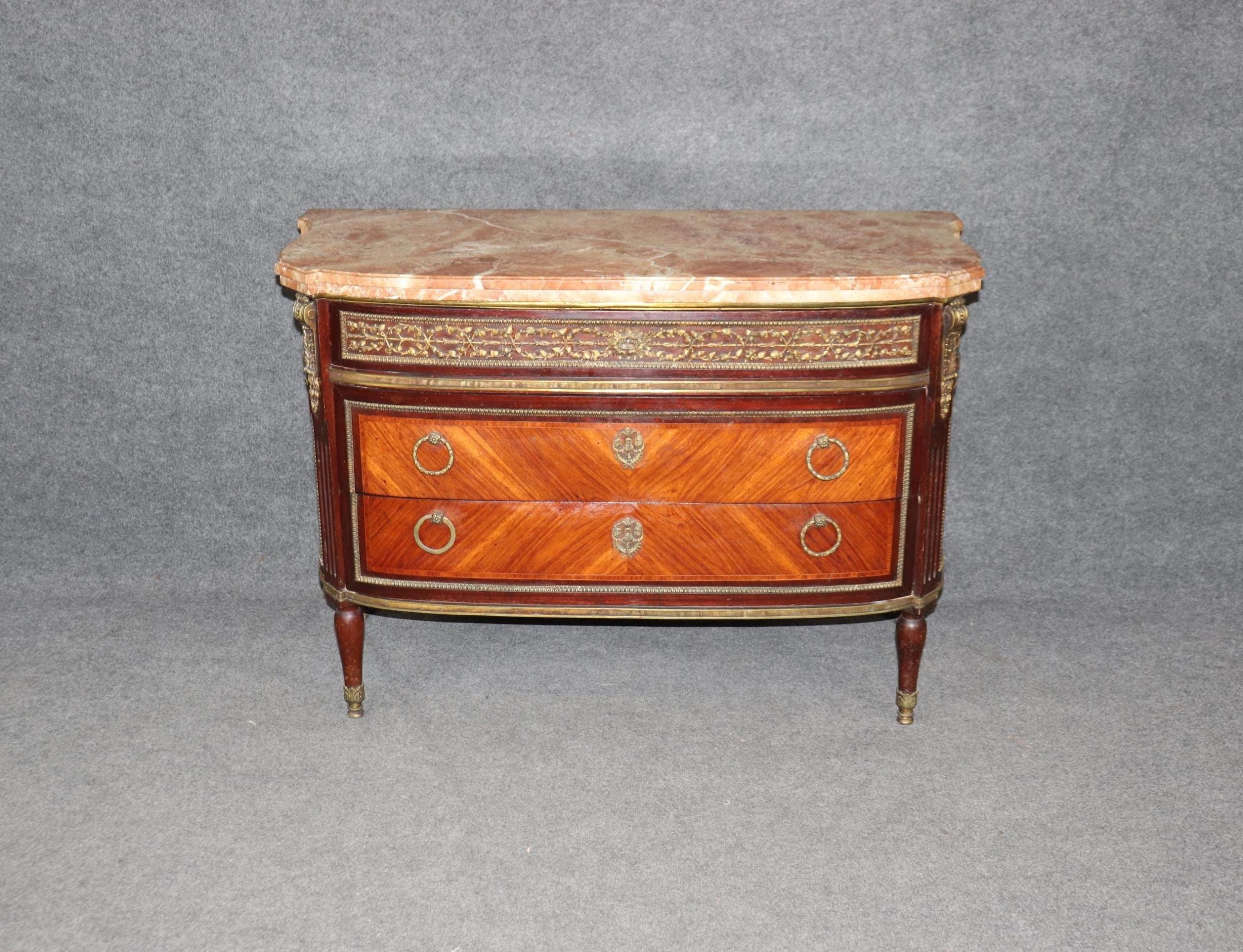 Vintage French Louis XVI Style Marble Top Commode