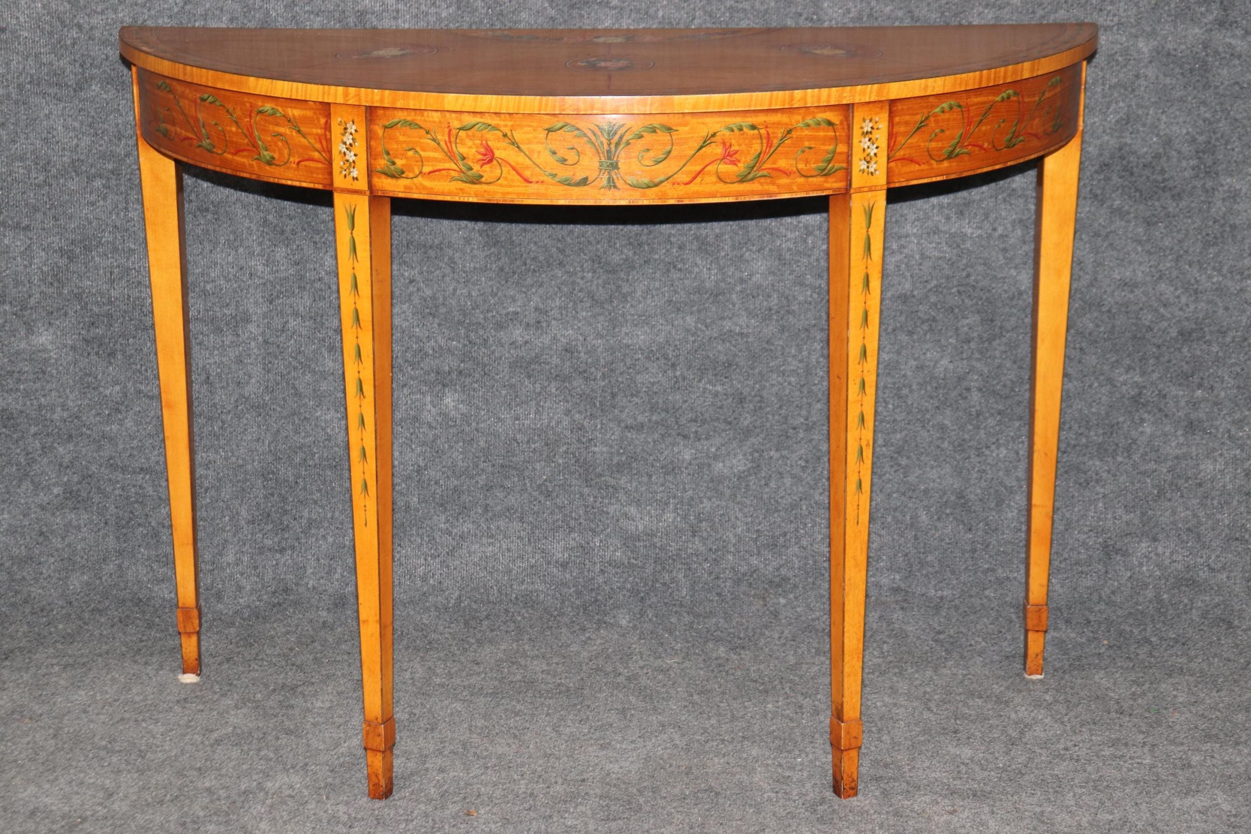 Vintage Adams Style Demilune Console Table: Hand-Painted Accent Table - Image 2