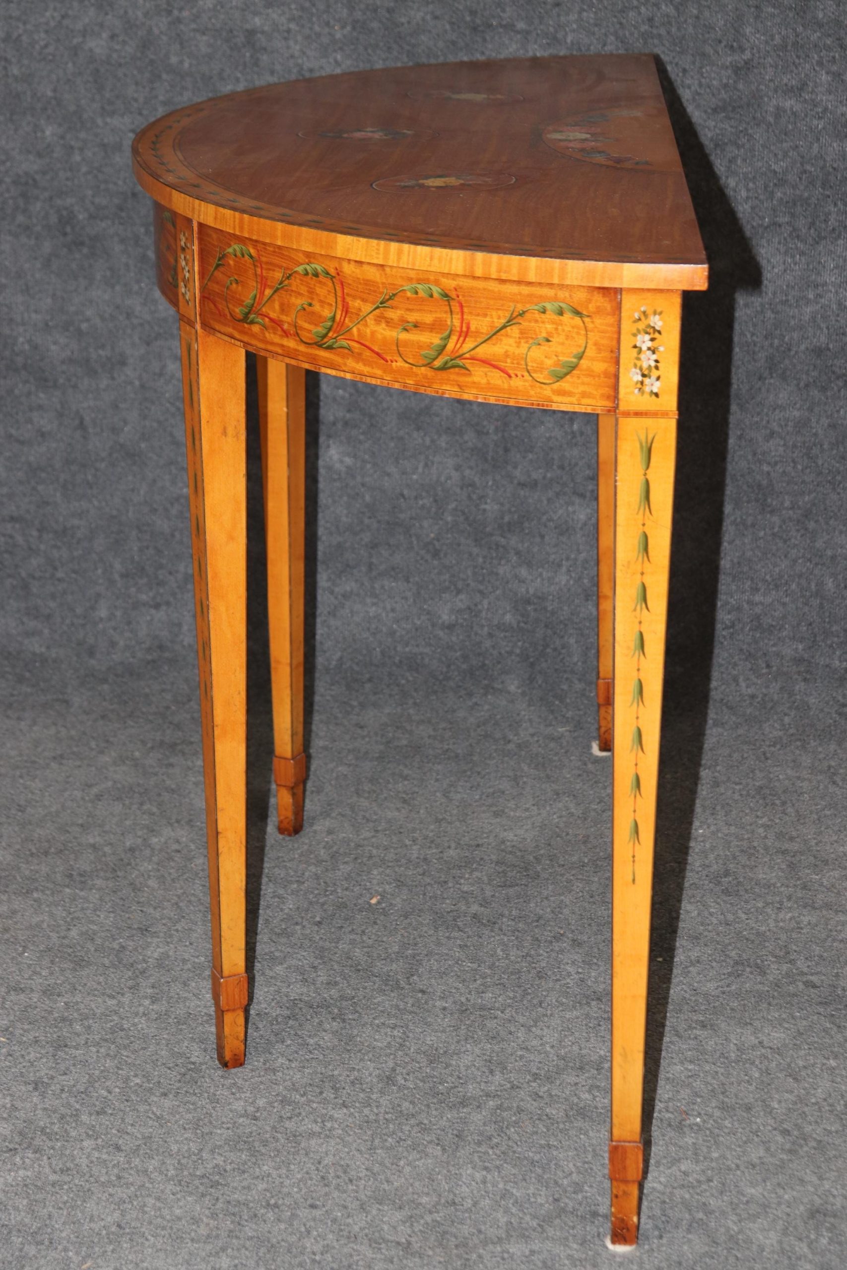 Vintage Adams Style Demilune Console Table: Hand-Painted Accent Table - Image 4
