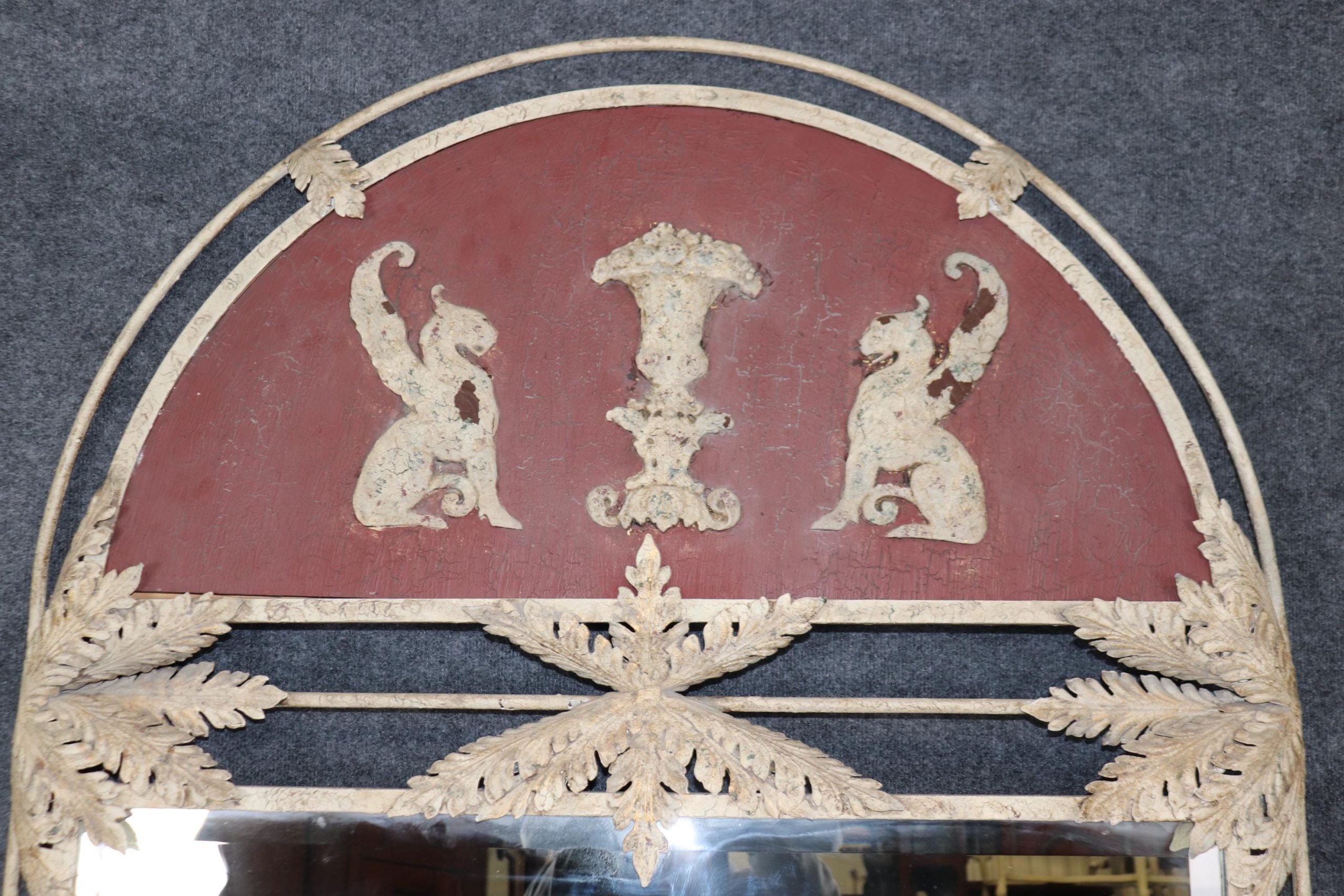 Large Continental Beveled Wall Mirror by John Richards: Distressed Painted Finish - Image 4