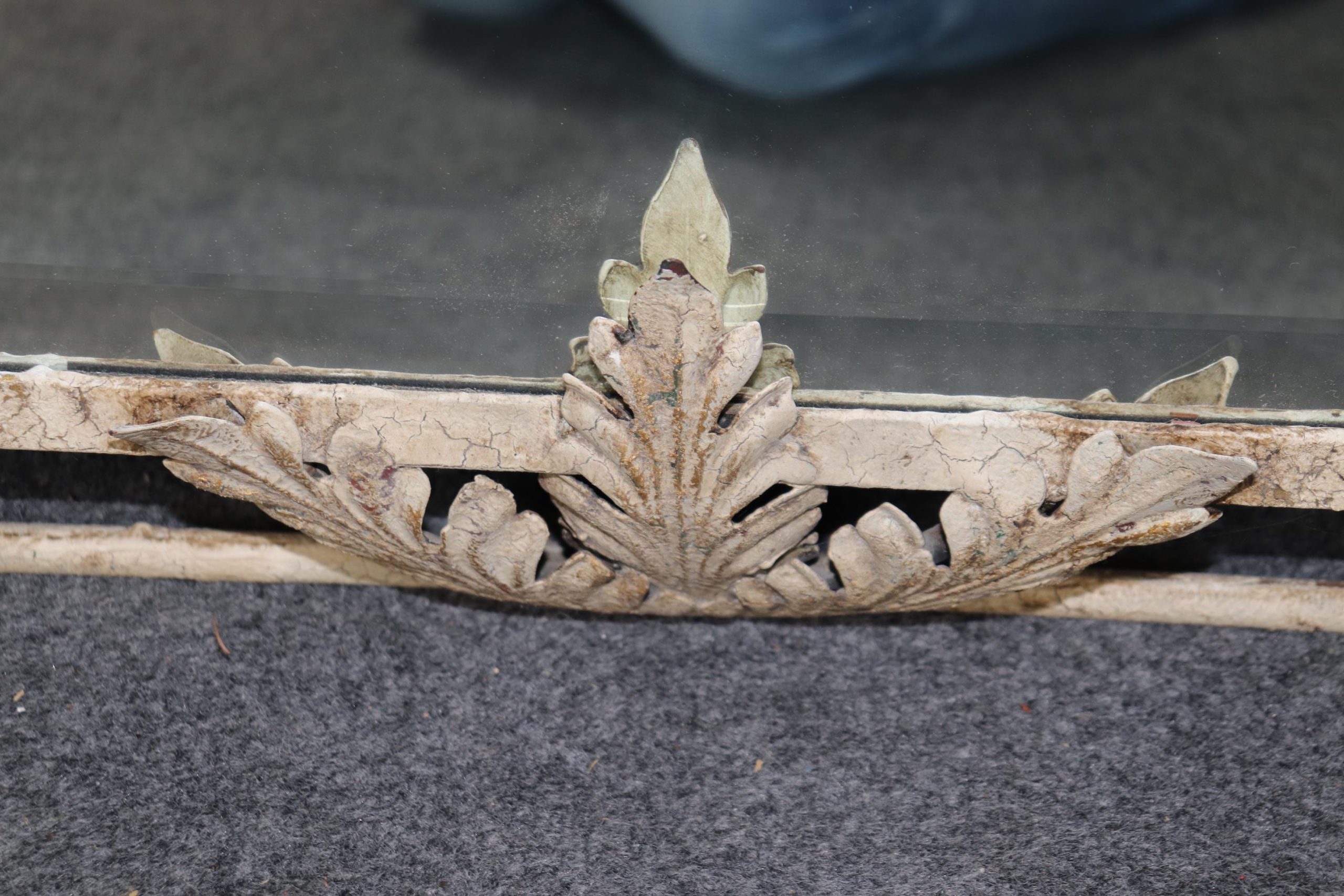 Large Continental Beveled Wall Mirror by John Richards: Distressed Painted Finish - Image 6