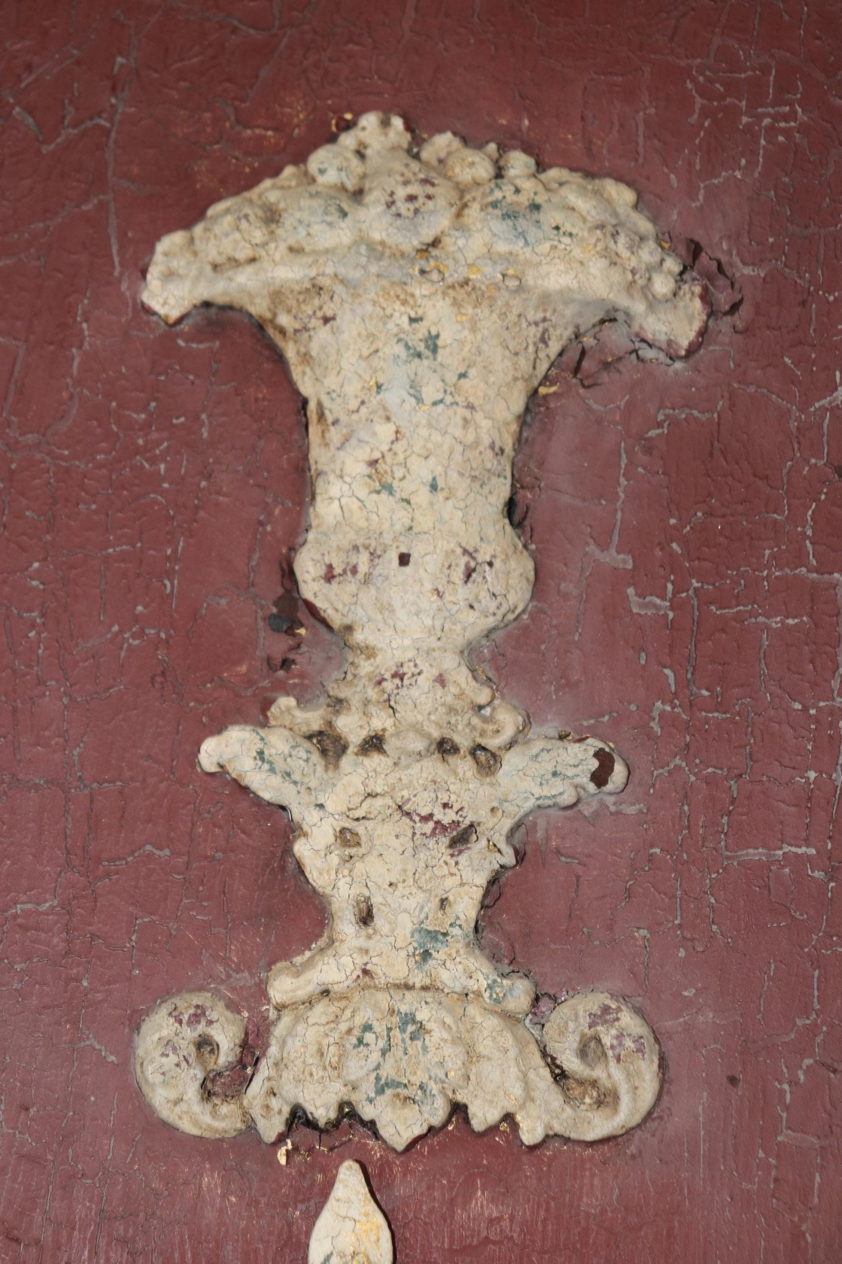 Large Continental Beveled Wall Mirror by John Richards: Distressed Painted Finish - Image 9