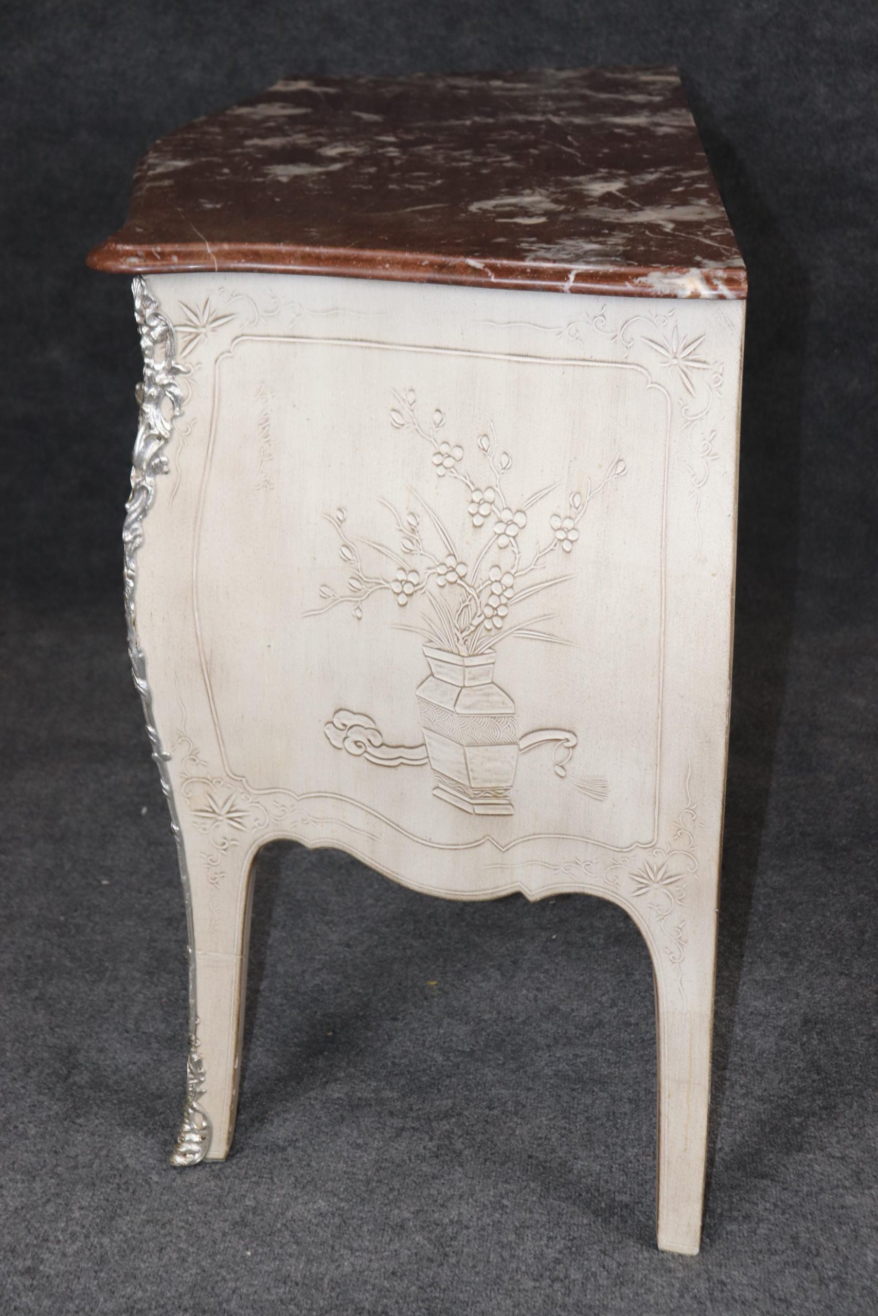 Vintage Louis XV Chinoiserie Marble Top Commode - Richard Plumer Design - Image 2