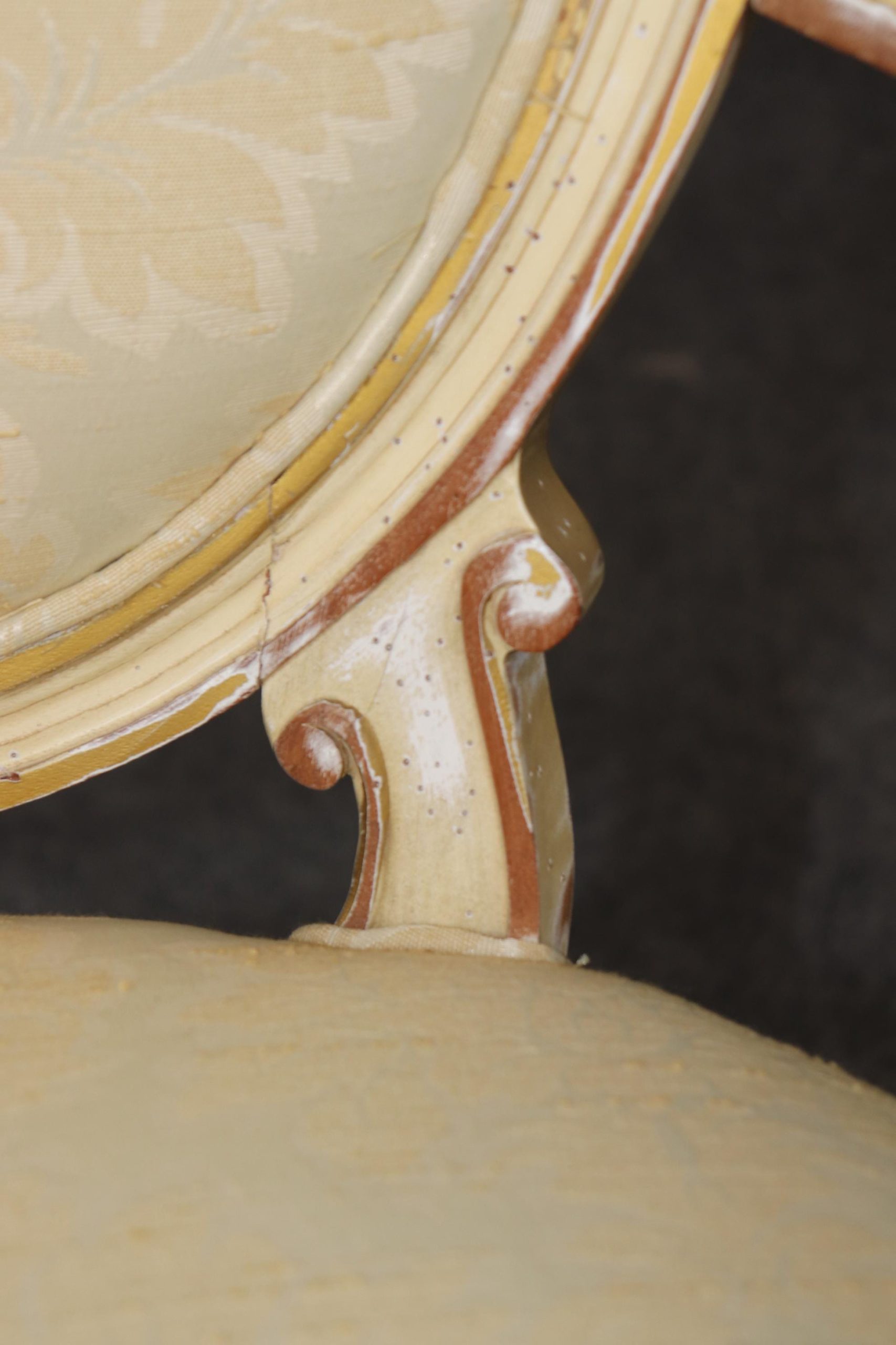 Vintage Louis XVI Style Armchairs: Distressed Paint Accent Chairs - Image 8