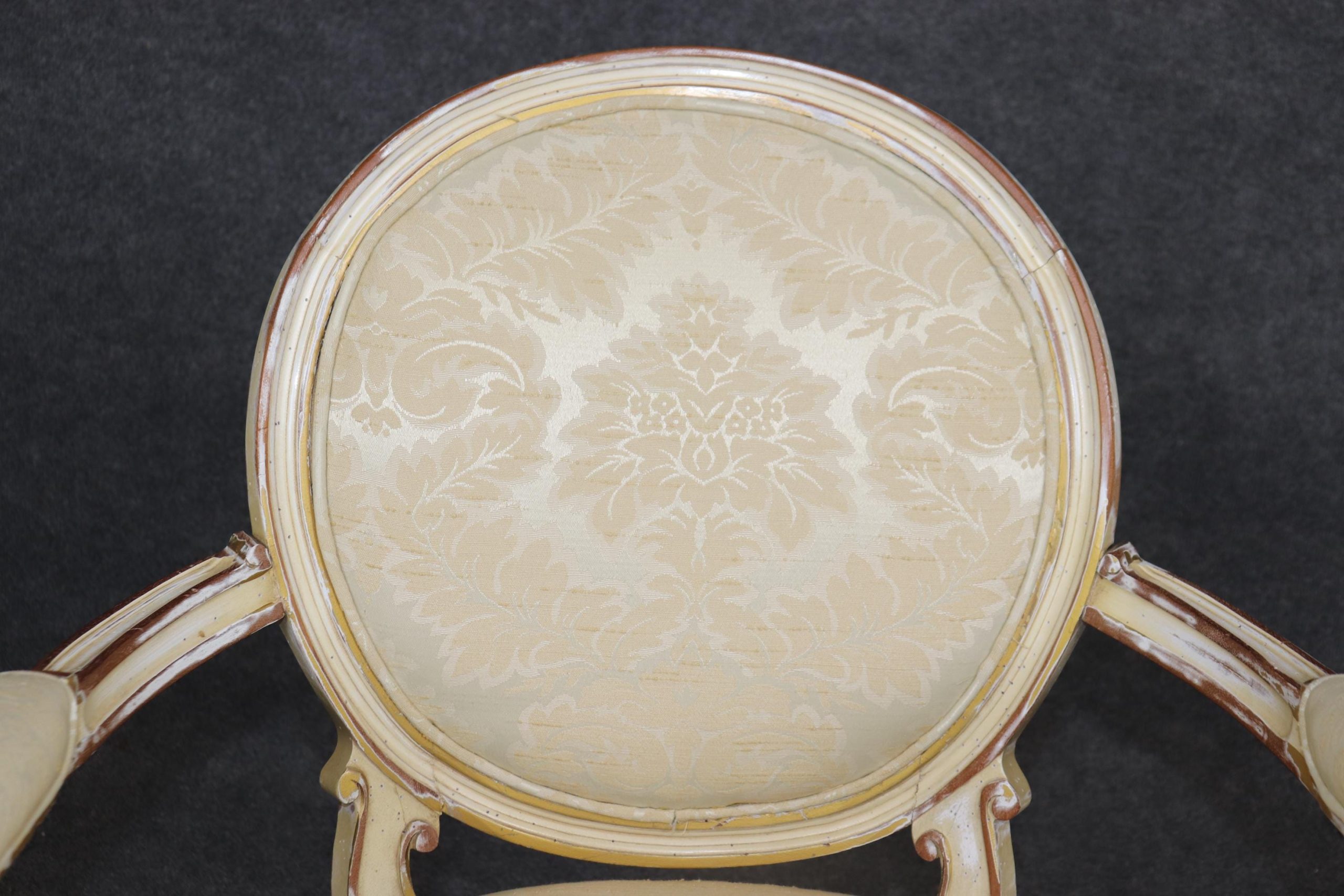 Vintage Louis XVI Style Armchairs: Distressed Paint Accent Chairs - Image 9