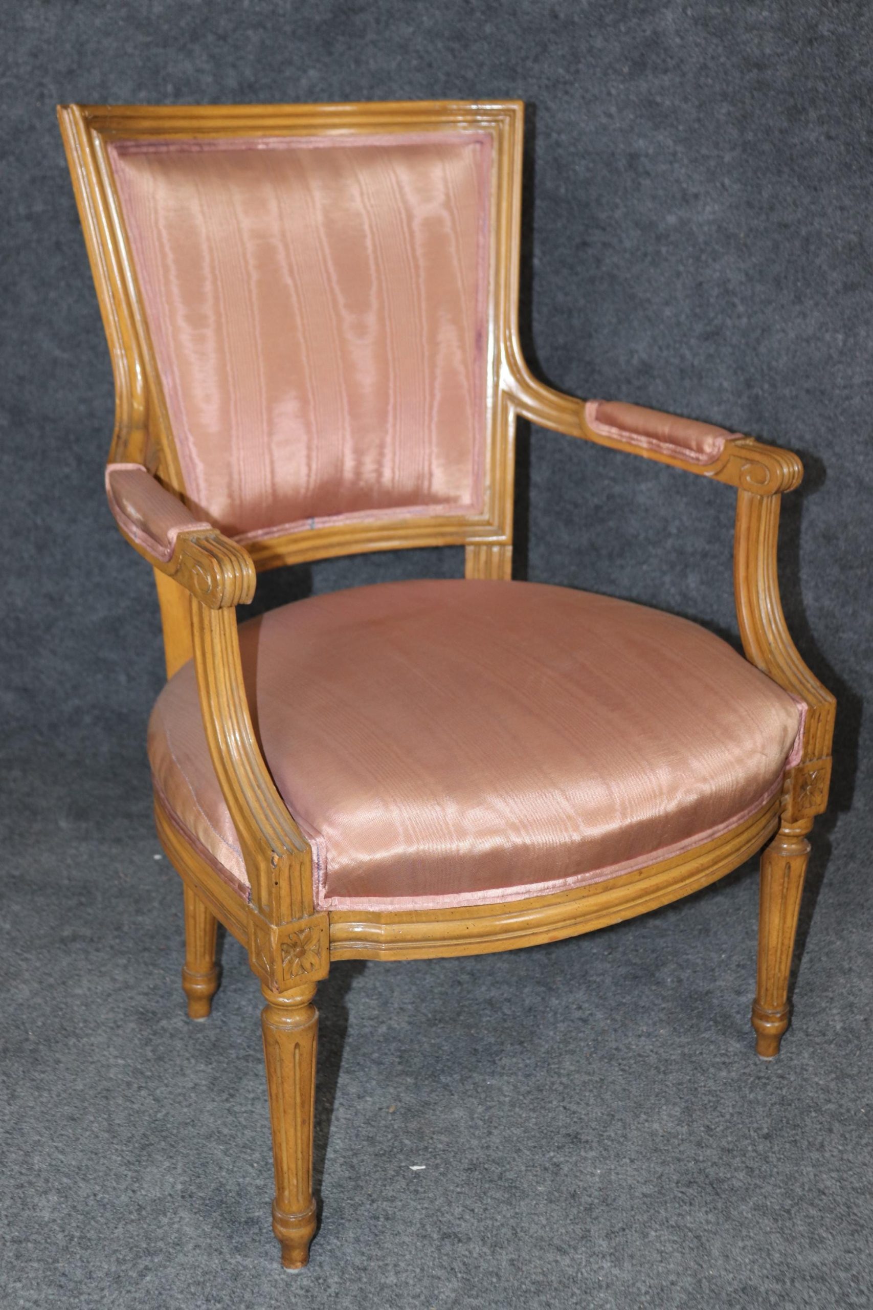 Louis XVI Style Armchairs: Vintage Upholstered Accent Chairs, Pair - Image 5