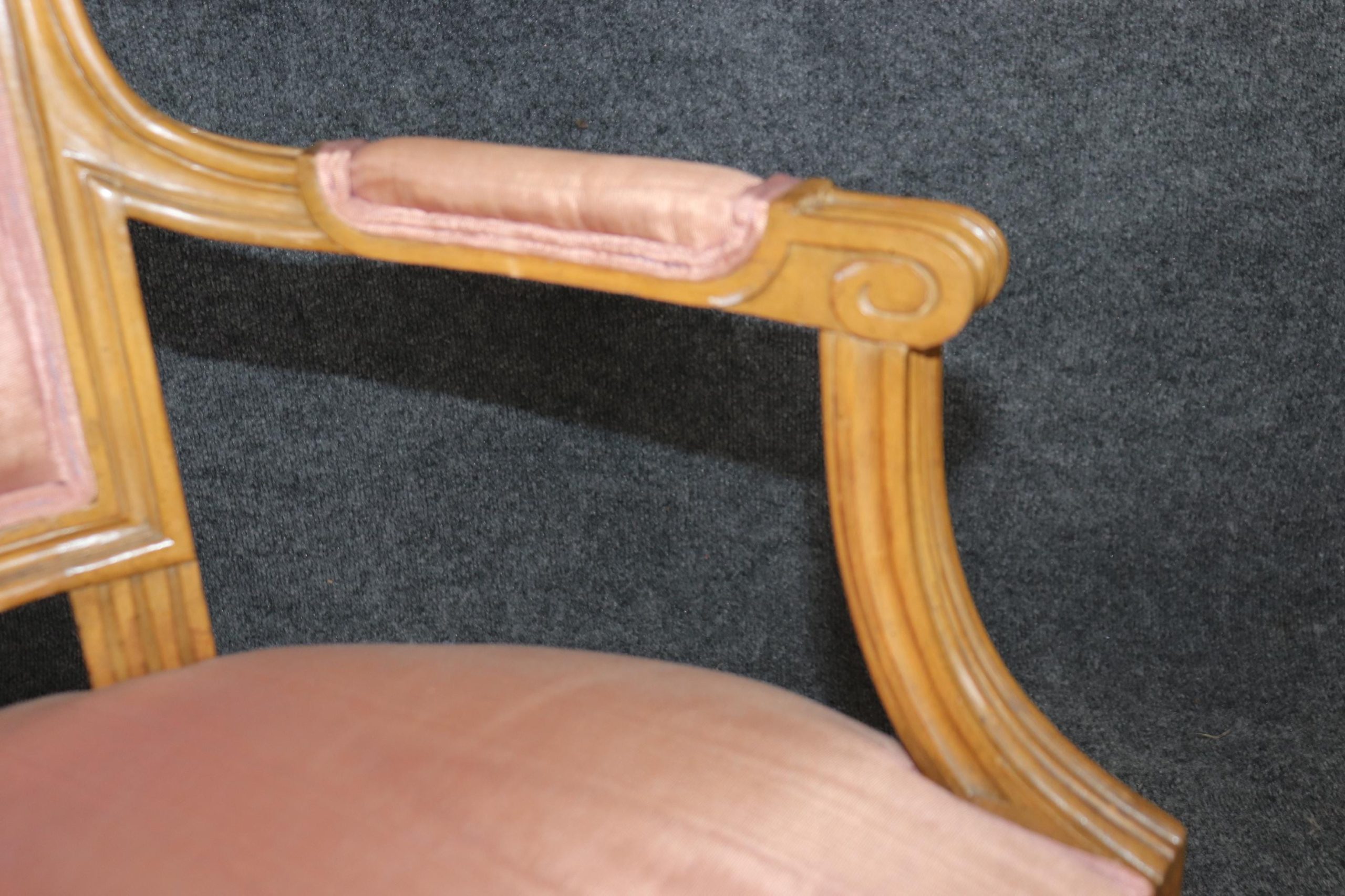 Louis XVI Style Armchairs: Vintage Upholstered Accent Chairs, Pair - Image 7