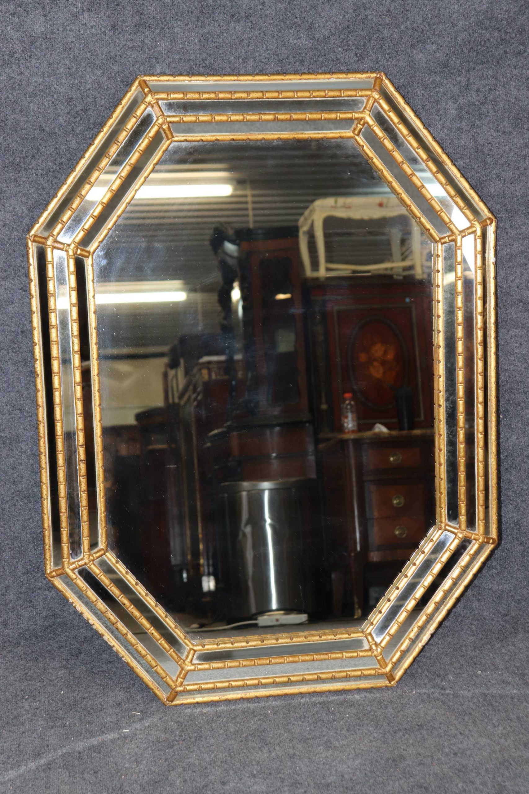 LaBarge Hollywood Regency Gold Gilt Octagonal Wall Mirror - Image 2