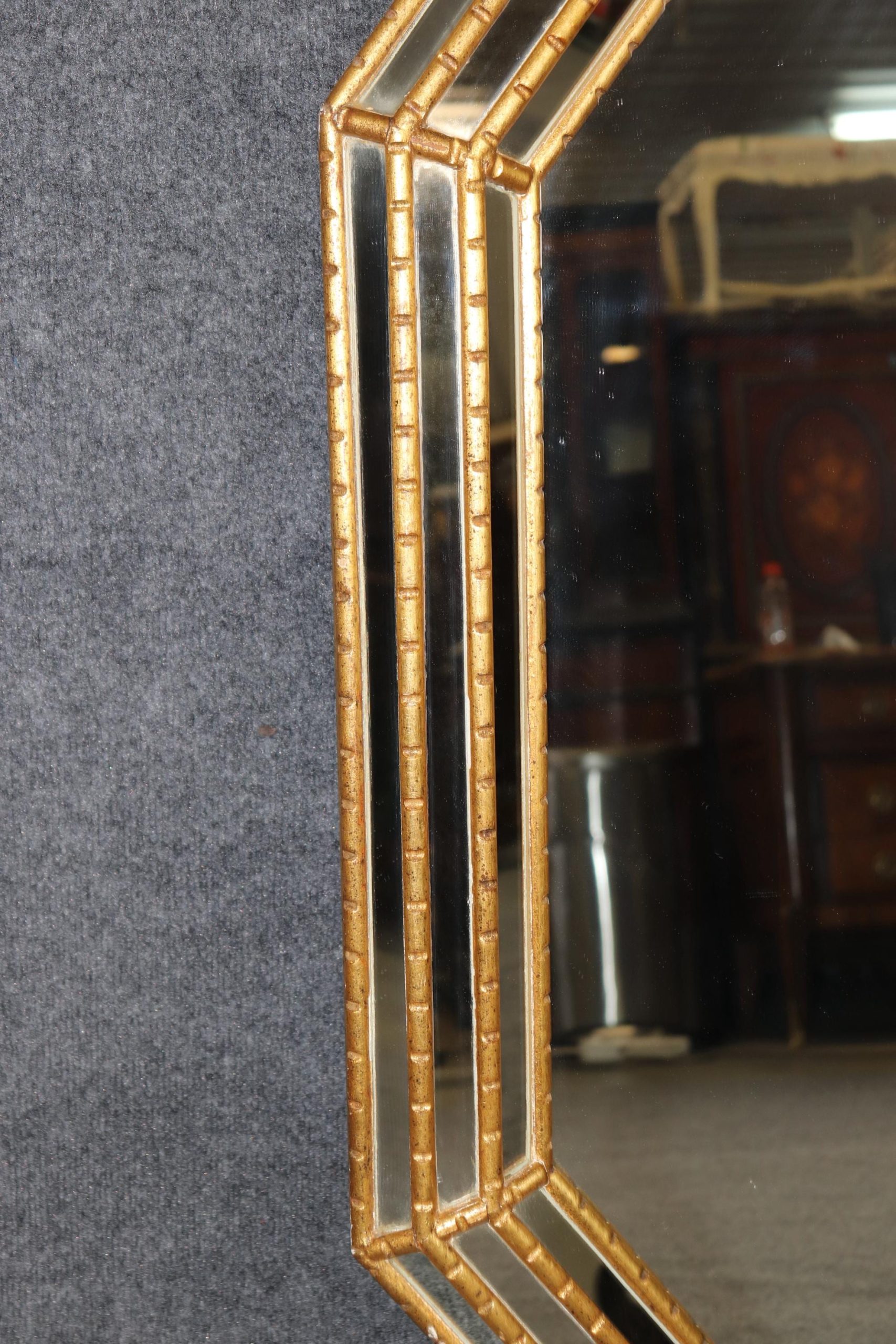 LaBarge Hollywood Regency Gold Gilt Octagonal Wall Mirror - Image 7