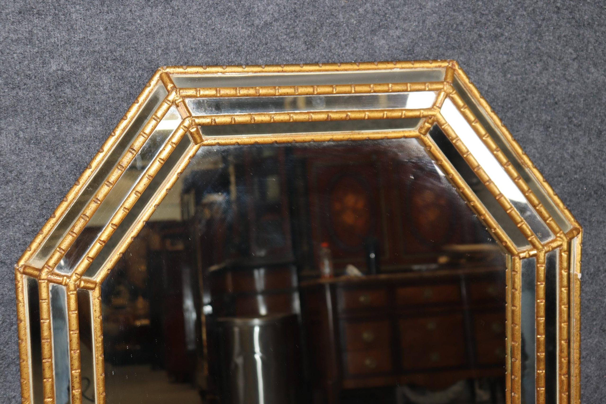 LaBarge Hollywood Regency Gold Gilt Octagonal Wall Mirror - Image 9