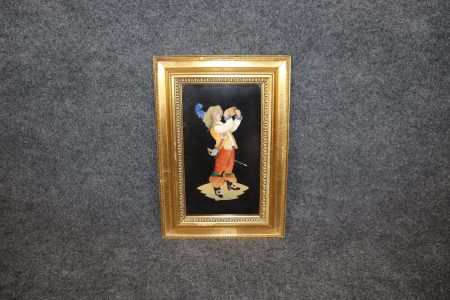 Antique Italian Pietra Dura Plaque: Spaniard Portrait, Gilt Frame