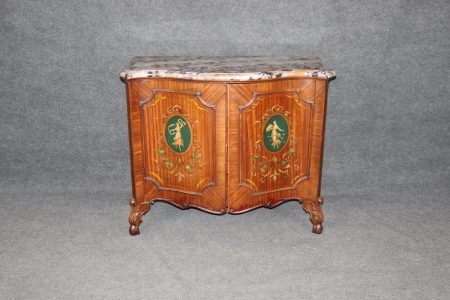 Vintage French Carved Oak Marble Top Sideboard: Adams Style Painted Server