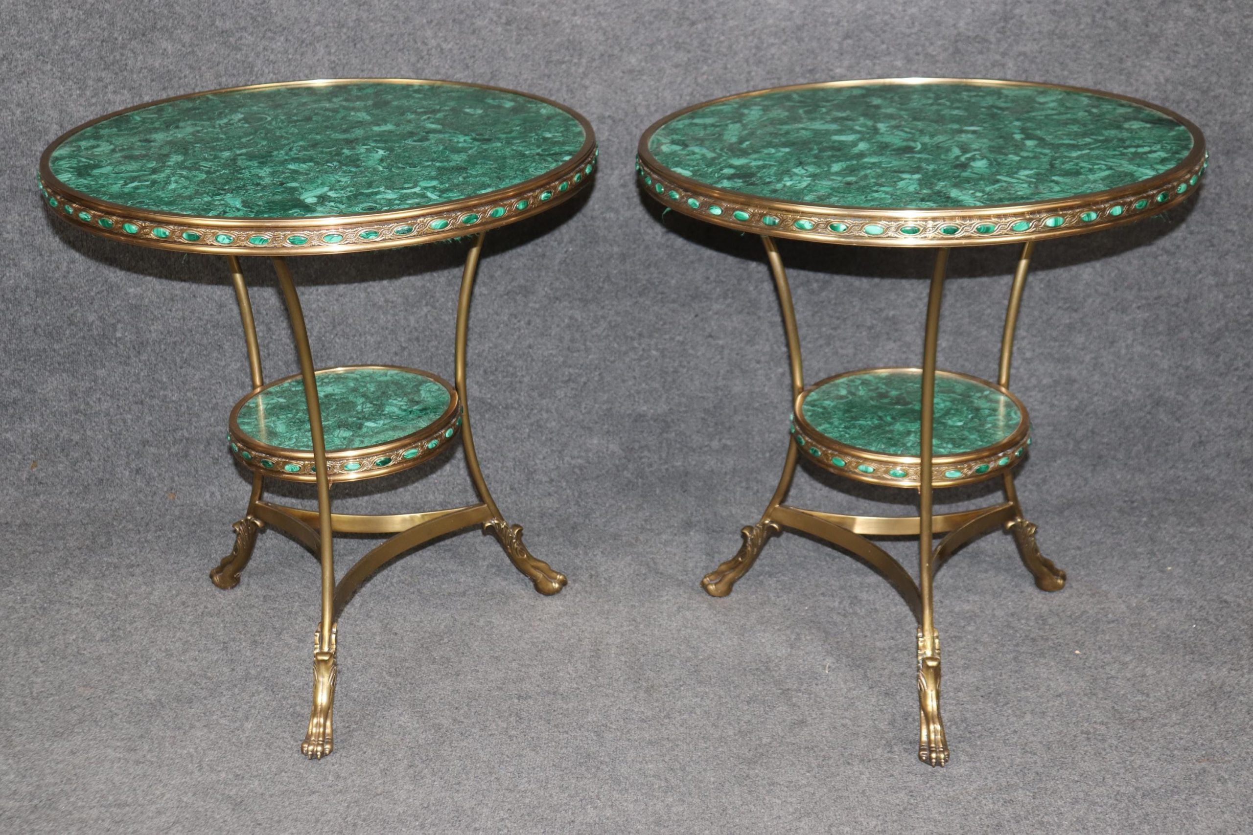 Vintage French Directoire Malachite Gueridon Tables: Two-Tier Accent Tables - Image 2