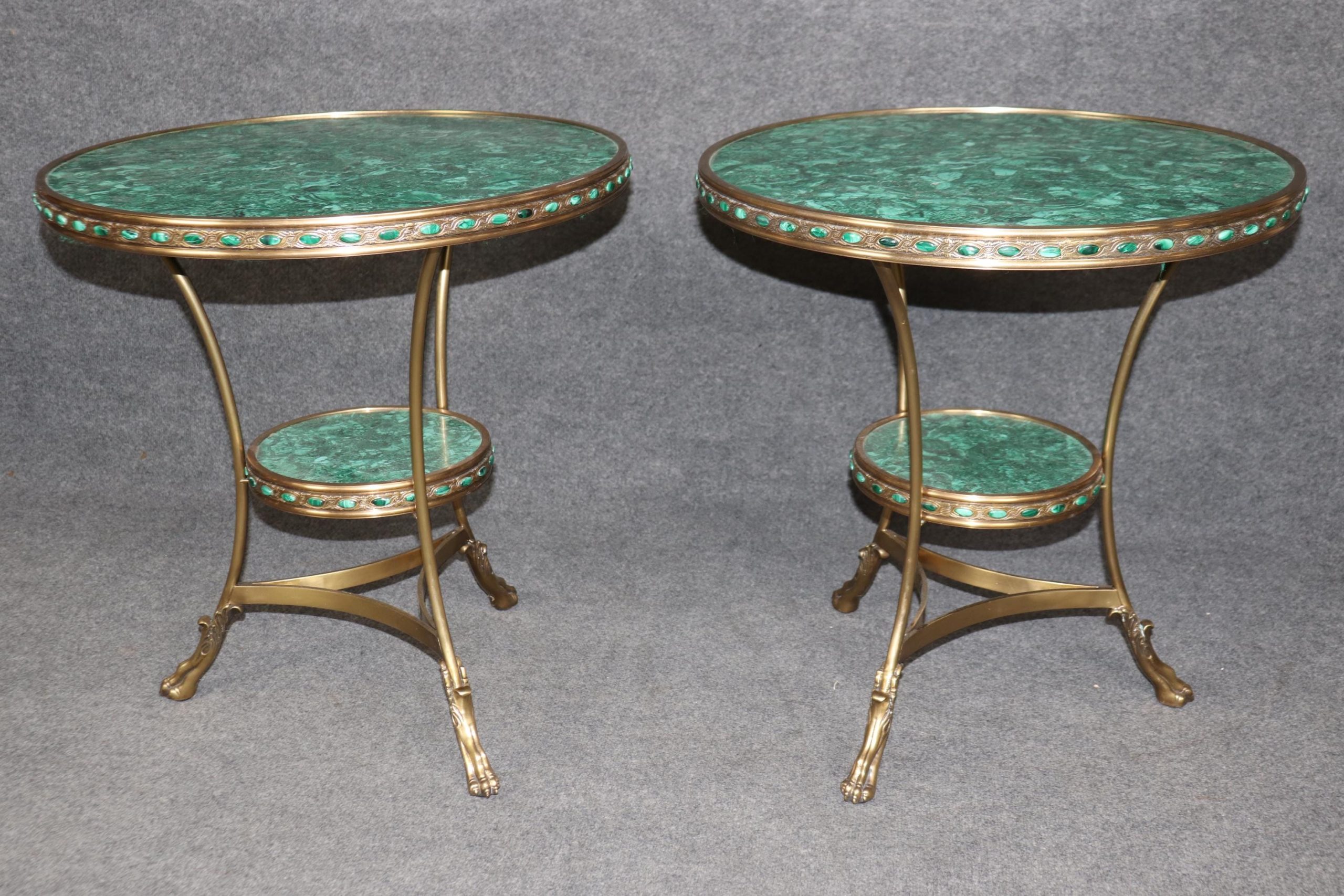 Vintage French Directoire Malachite Gueridon Tables: Two-Tier Accent Tables - Image 3