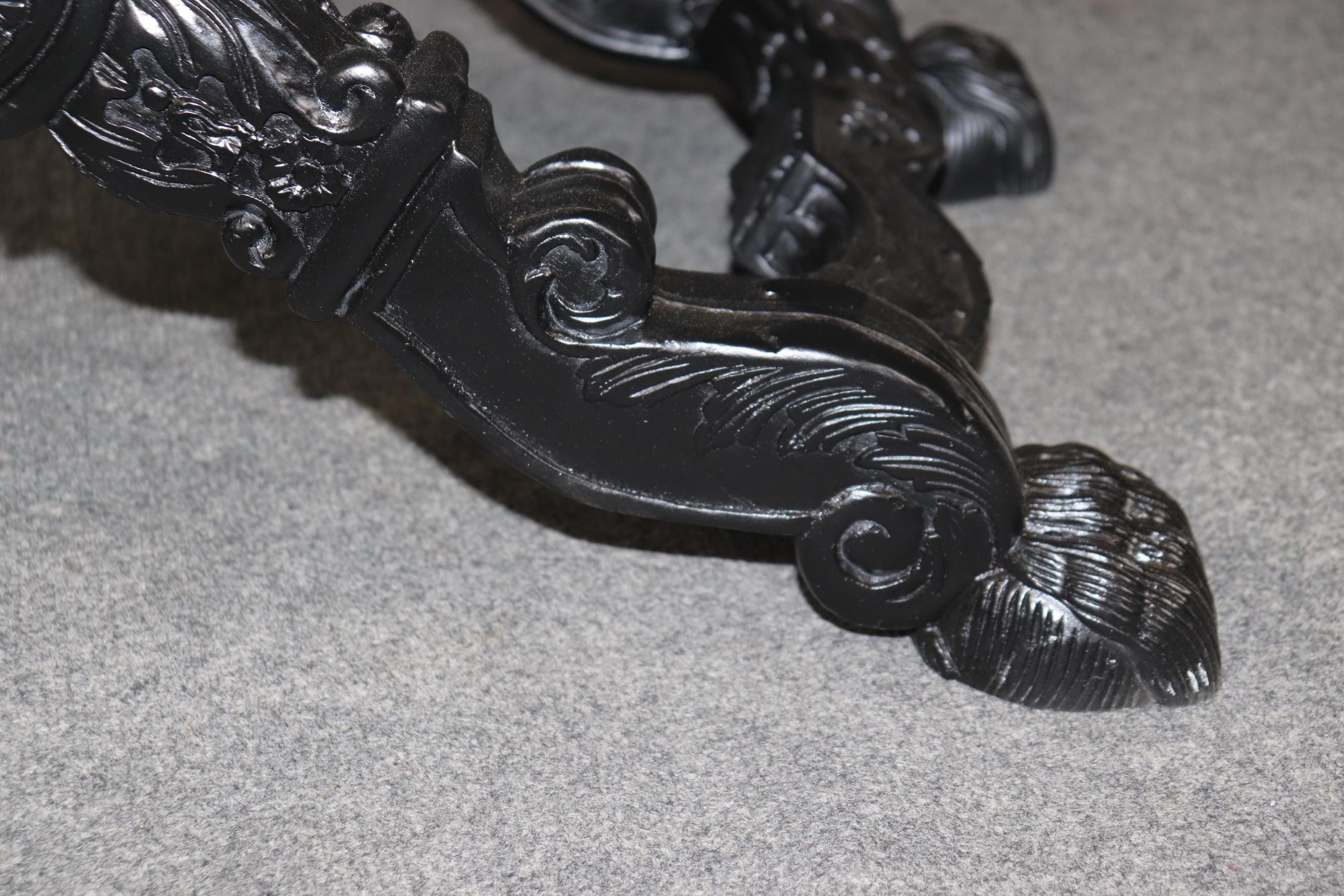 Victorian Ebonized X Benches: Zebra Print Upholstery, Pair - Image 6