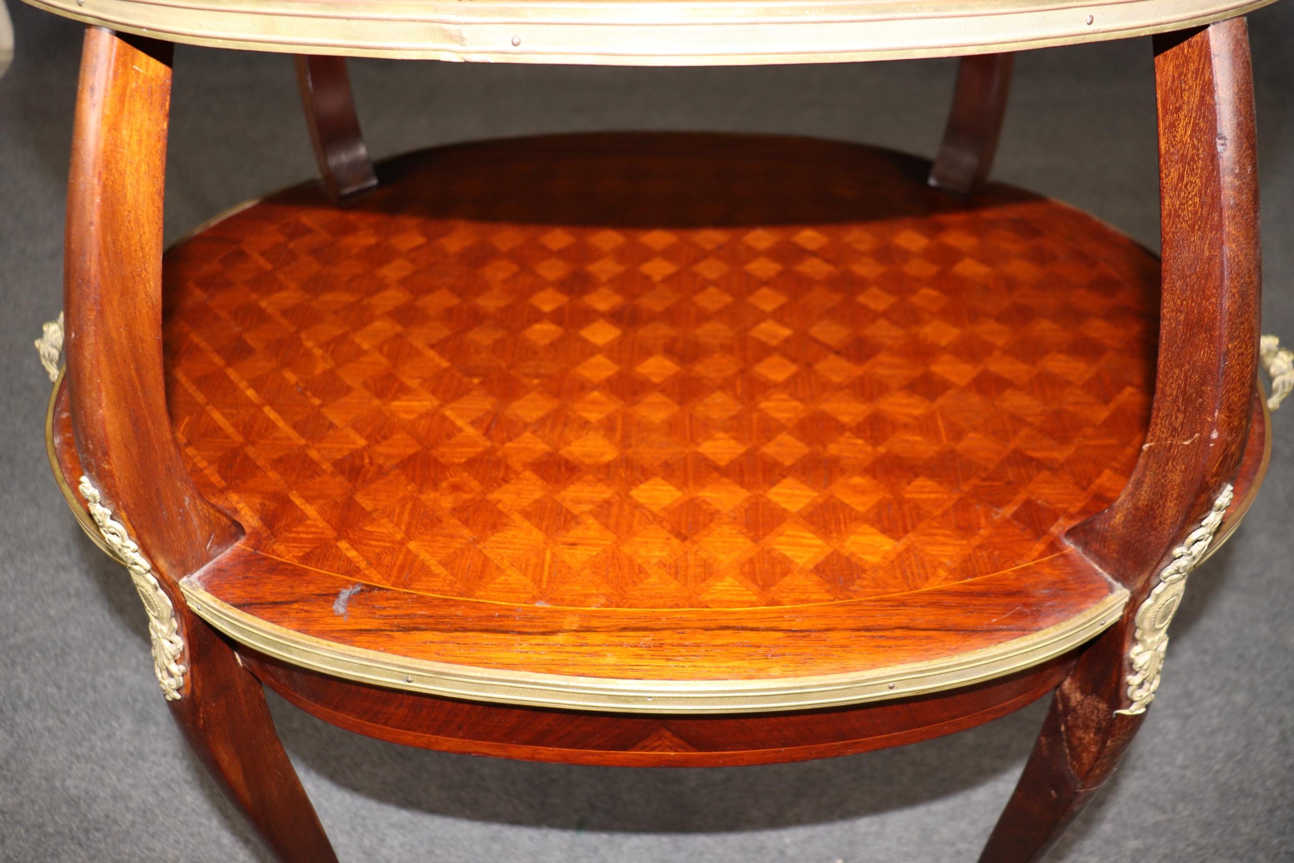 Vintage French Louis XV Style Inlaid Two Tier Dessert Table - Image 10