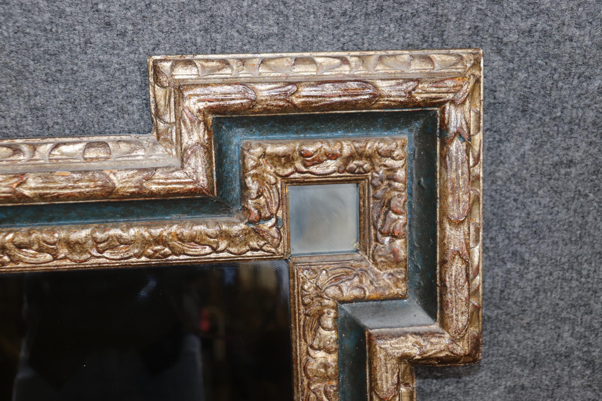 Louis XVI Style Ebonized Silver Gilt Mirror: Vintage Wall Decor - Image 6