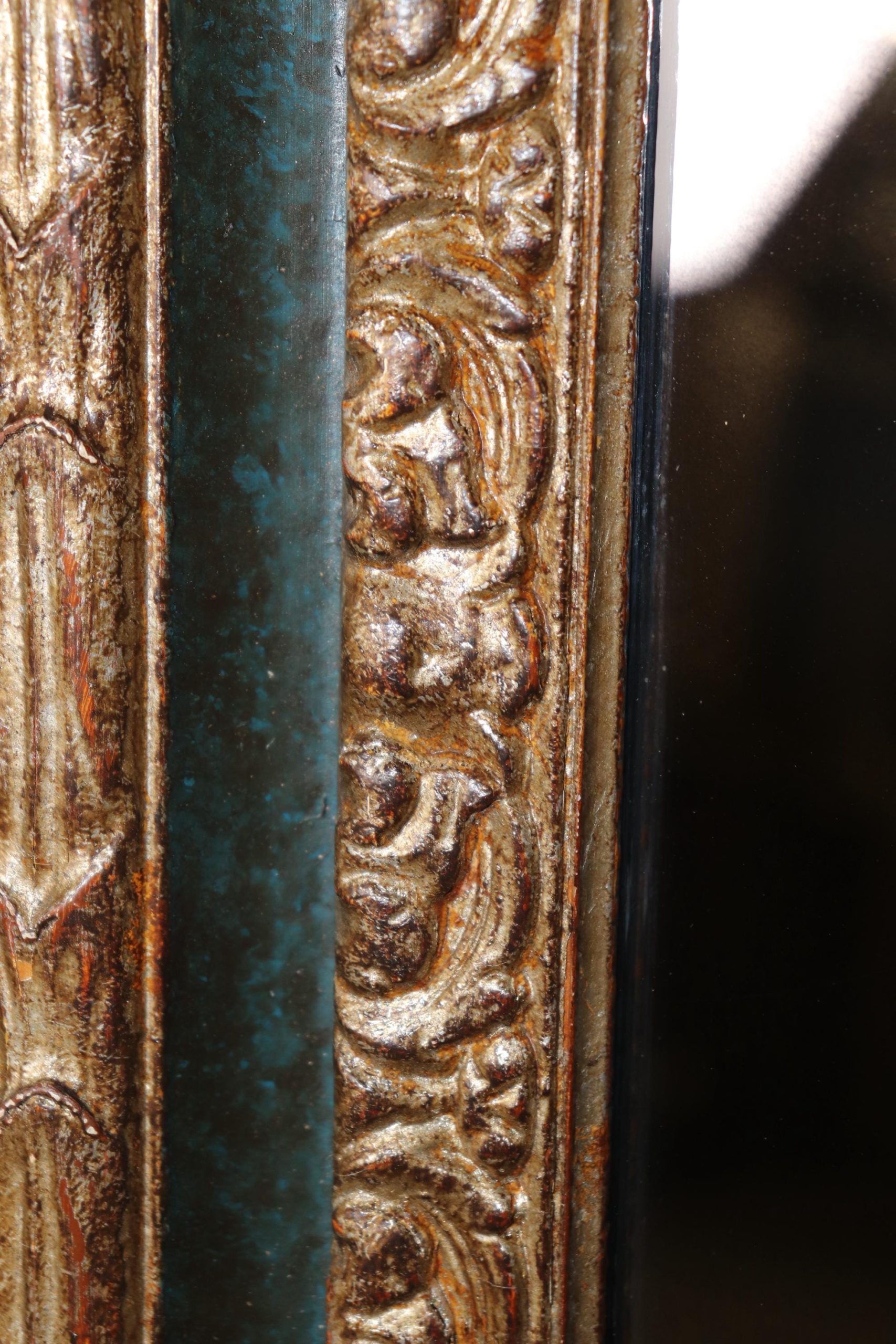 Louis XVI Style Ebonized Silver Gilt Mirror: Vintage Wall Decor - Image 7