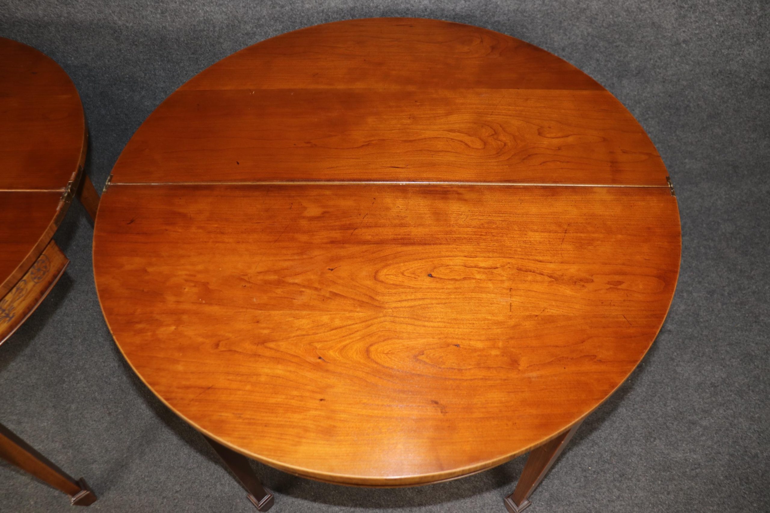 1920s Adams Style Demilune Flip Top Tables: Painted Accent Console Pair - Image 7