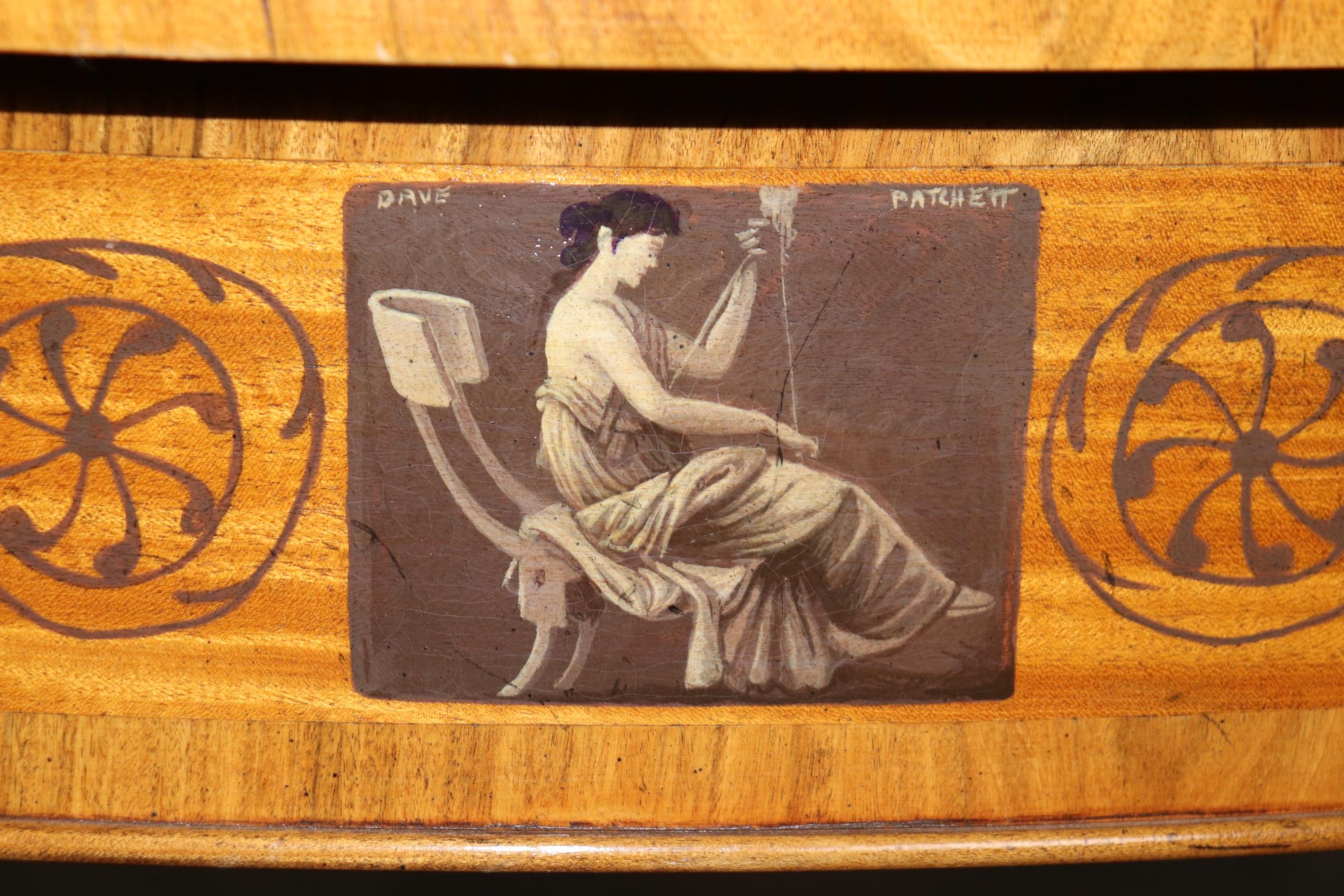 1920s Adams Style Demilune Flip Top Tables: Painted Accent Console Pair - Image 9