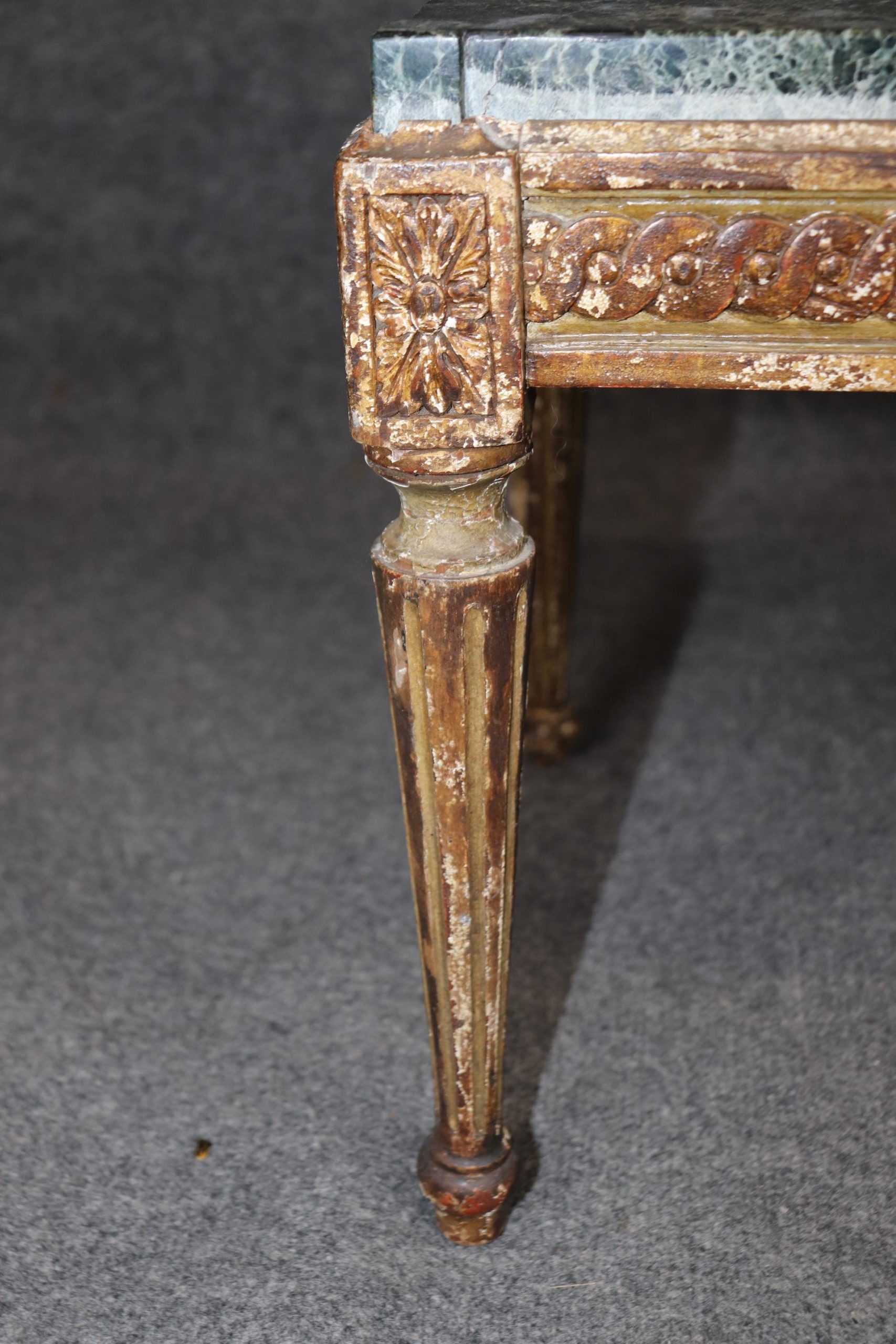 Antique French Louis XVI Style Marble Top Side Table - Image 6