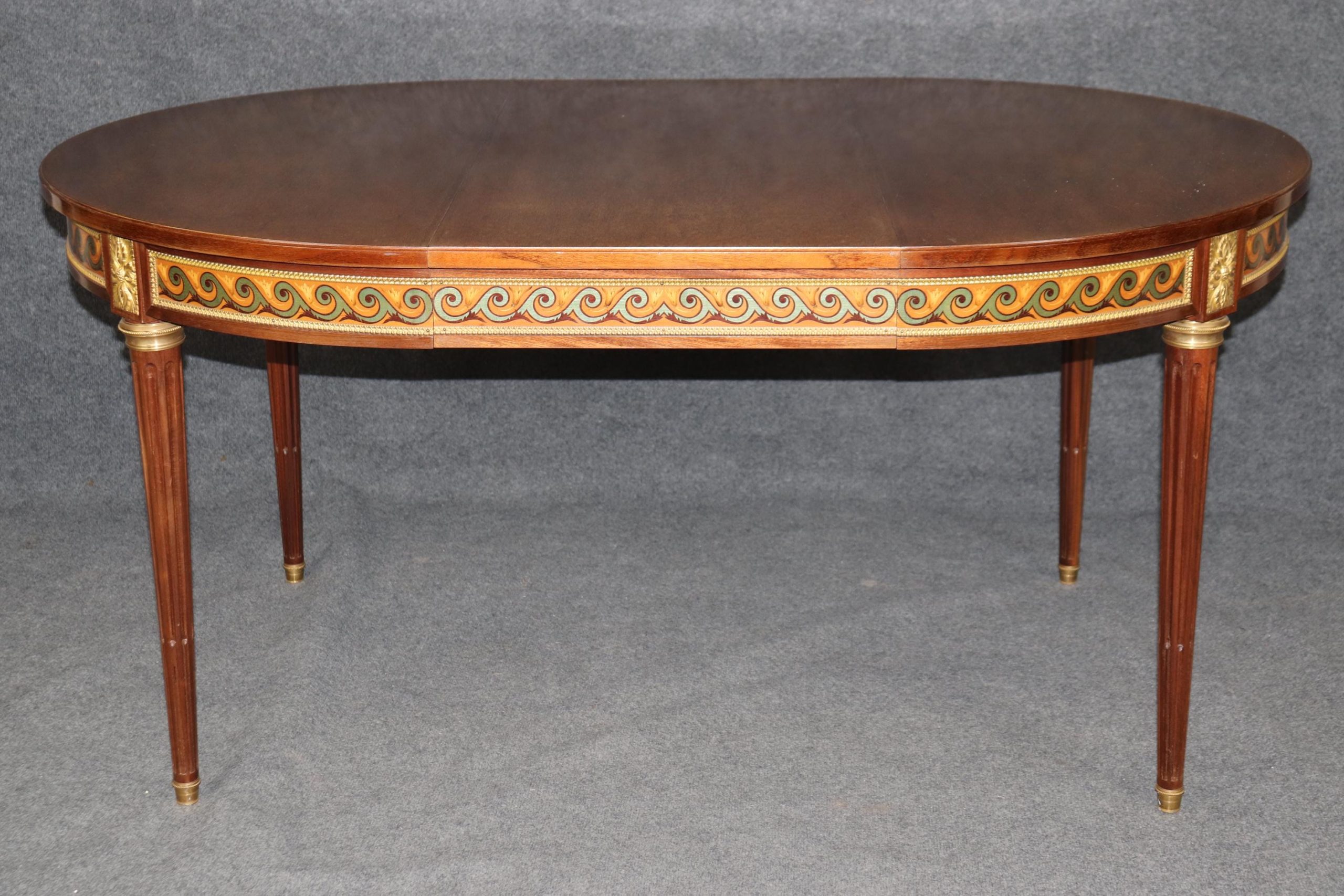 Antique French Louis XVI Style Dining Table with Bronze Ormolu Mounts - Image 3