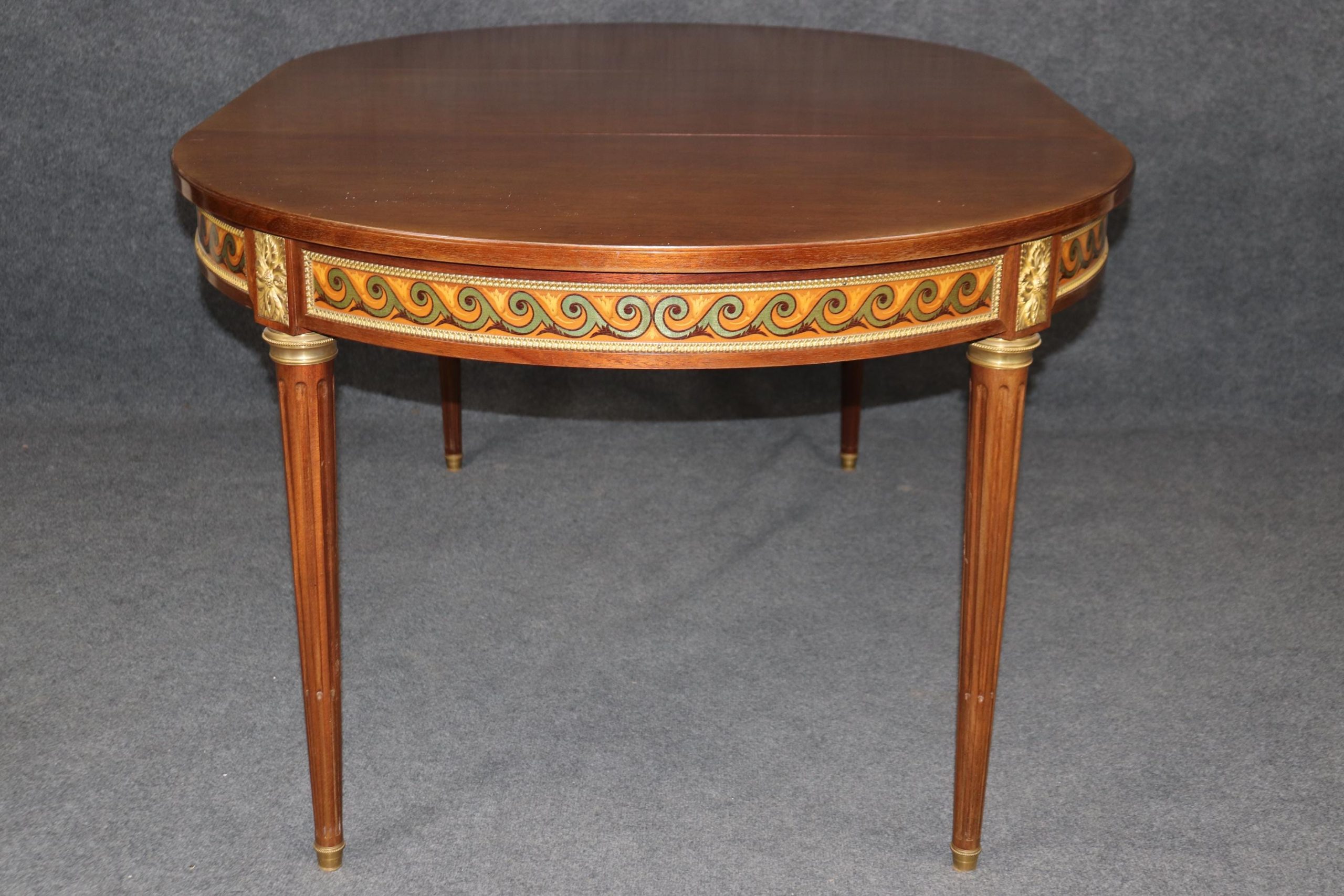 Antique French Louis XVI Style Dining Table with Bronze Ormolu Mounts - Image 5