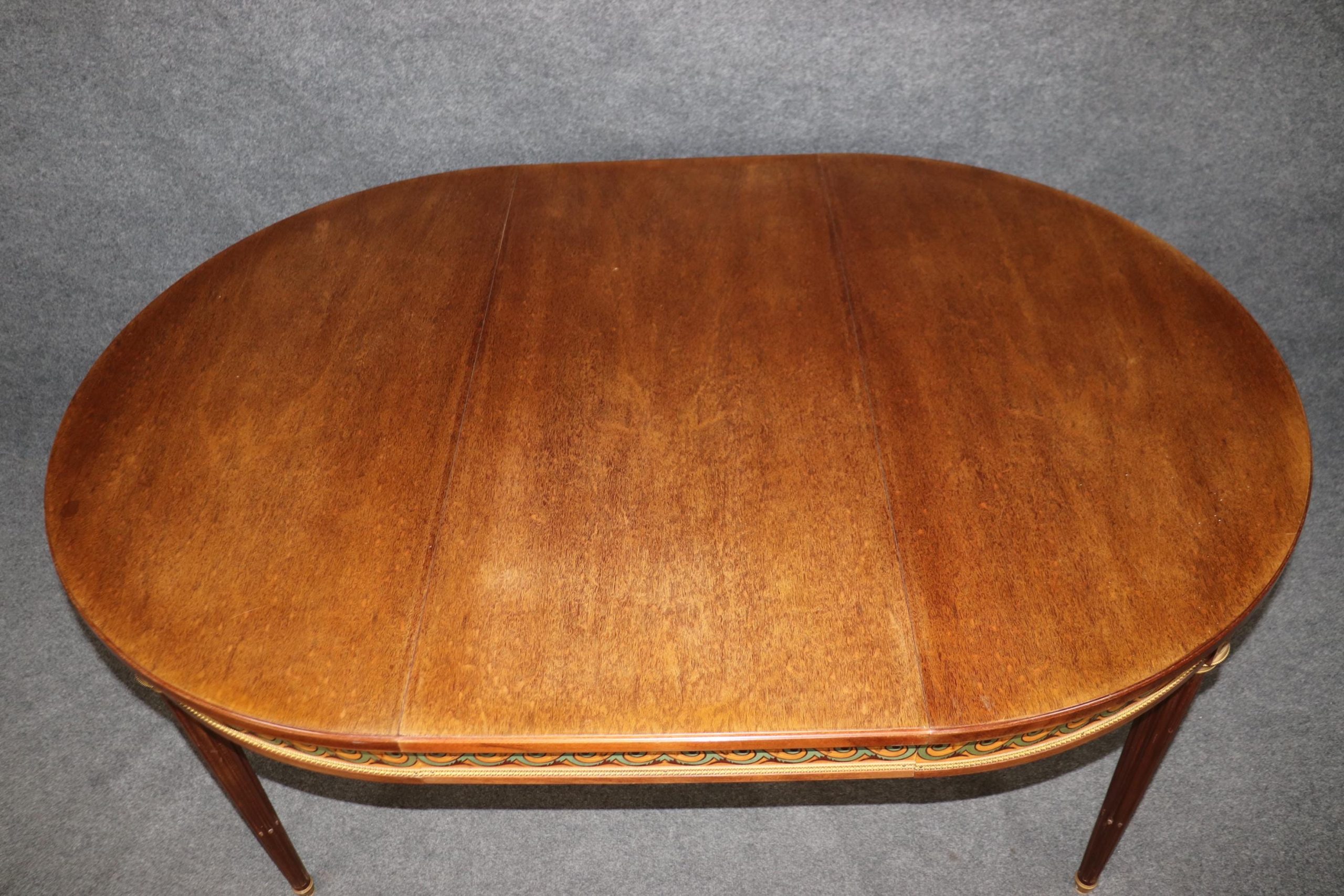 Antique French Louis XVI Style Dining Table with Bronze Ormolu Mounts - Image 6