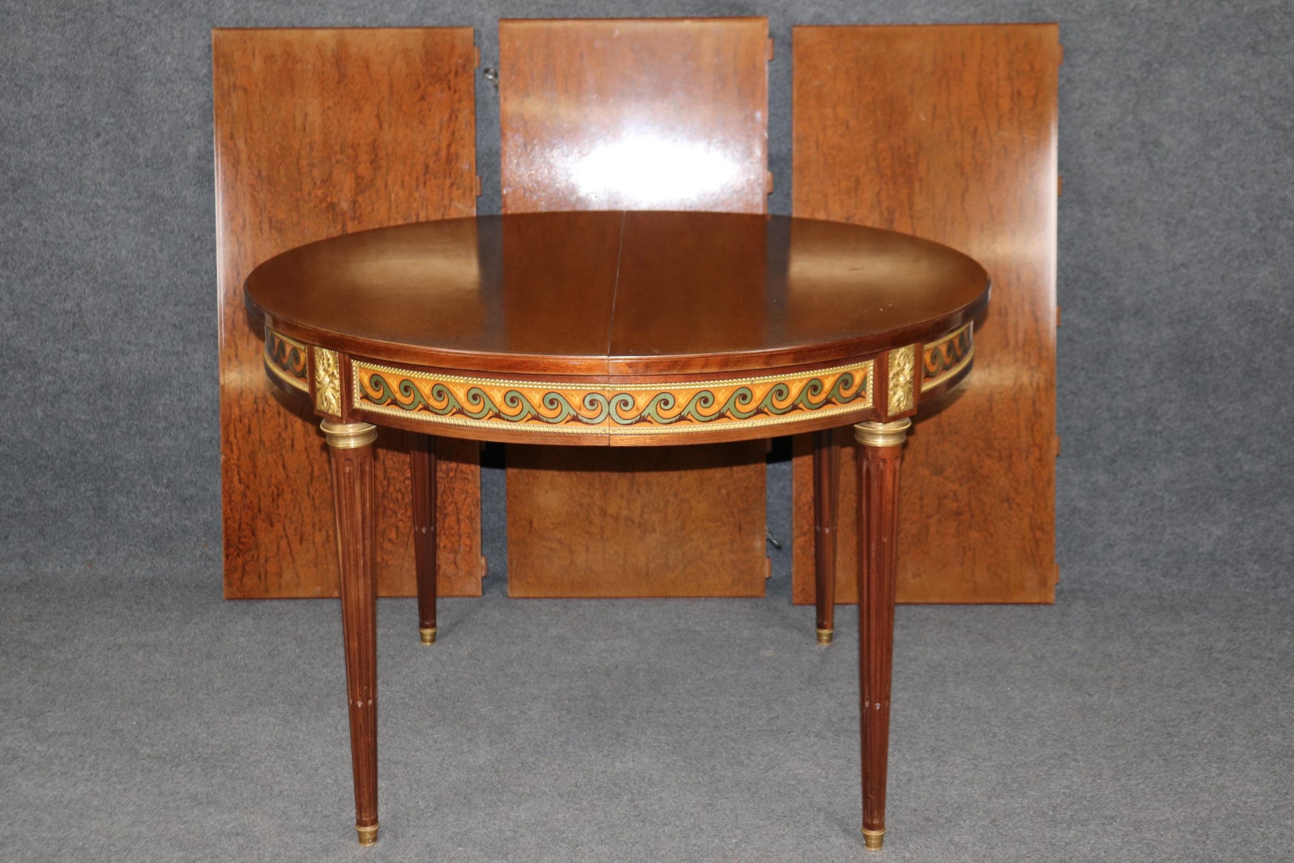 Antique French Louis XVI Style Dining Table with Bronze Ormolu Mounts - Image 7