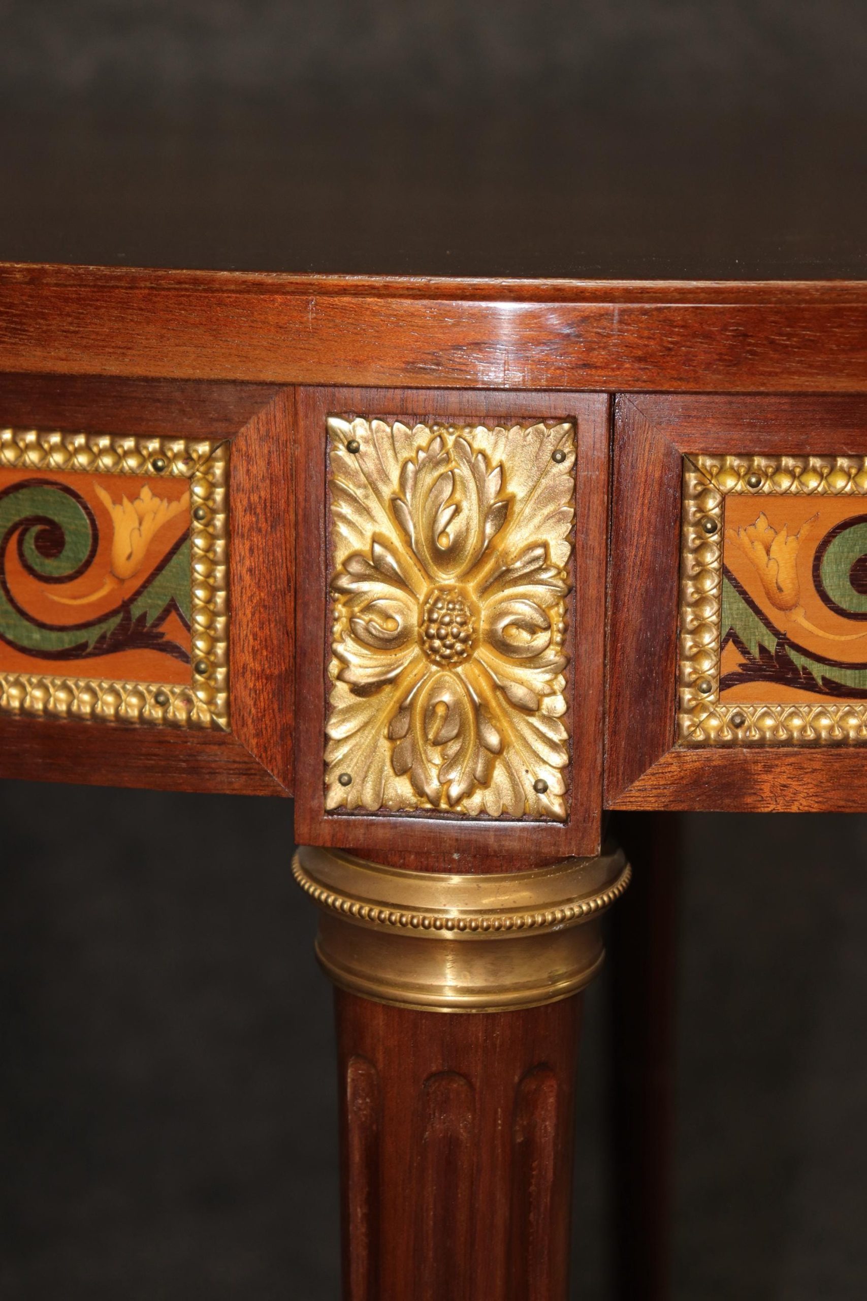 Antique French Louis XVI Style Dining Table with Bronze Ormolu Mounts - Image 8