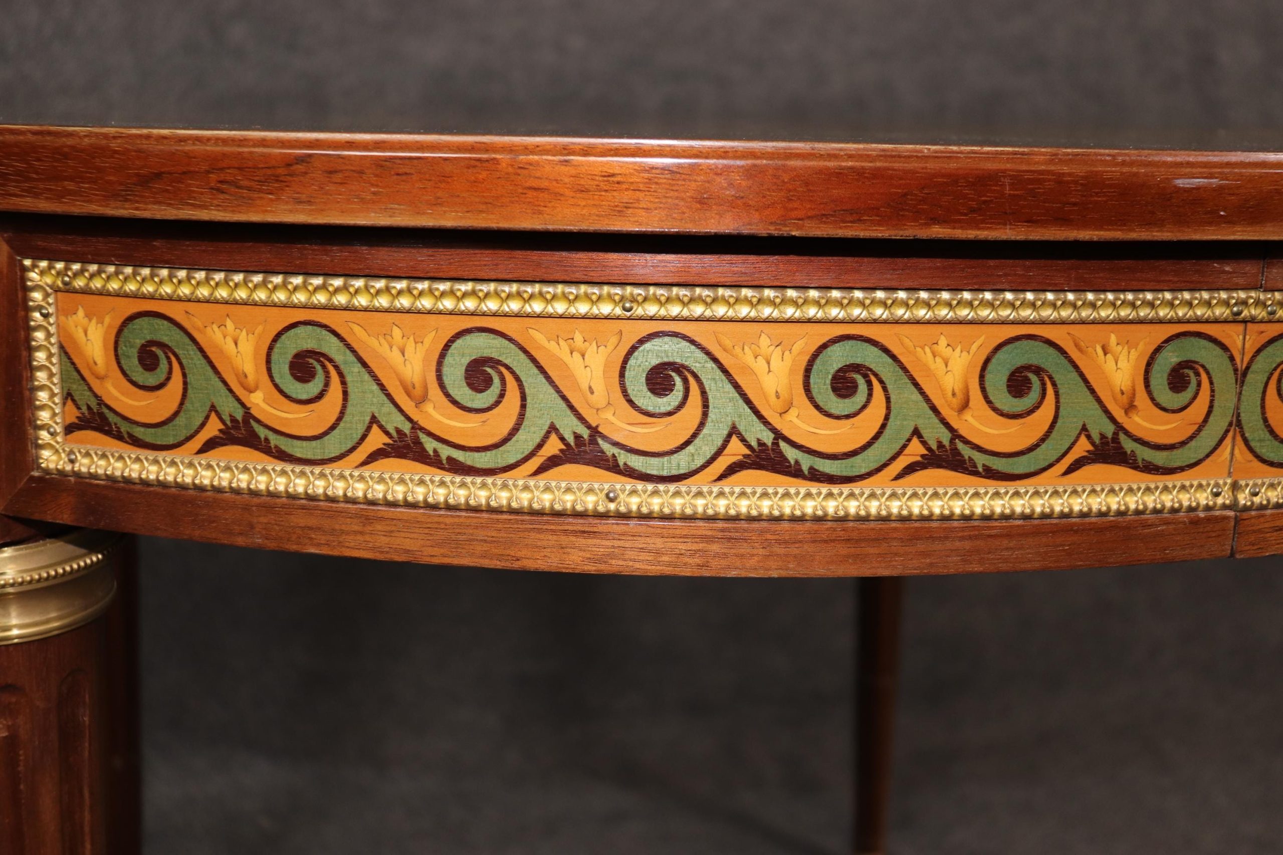 Antique French Louis XVI Style Dining Table with Bronze Ormolu Mounts - Image 9