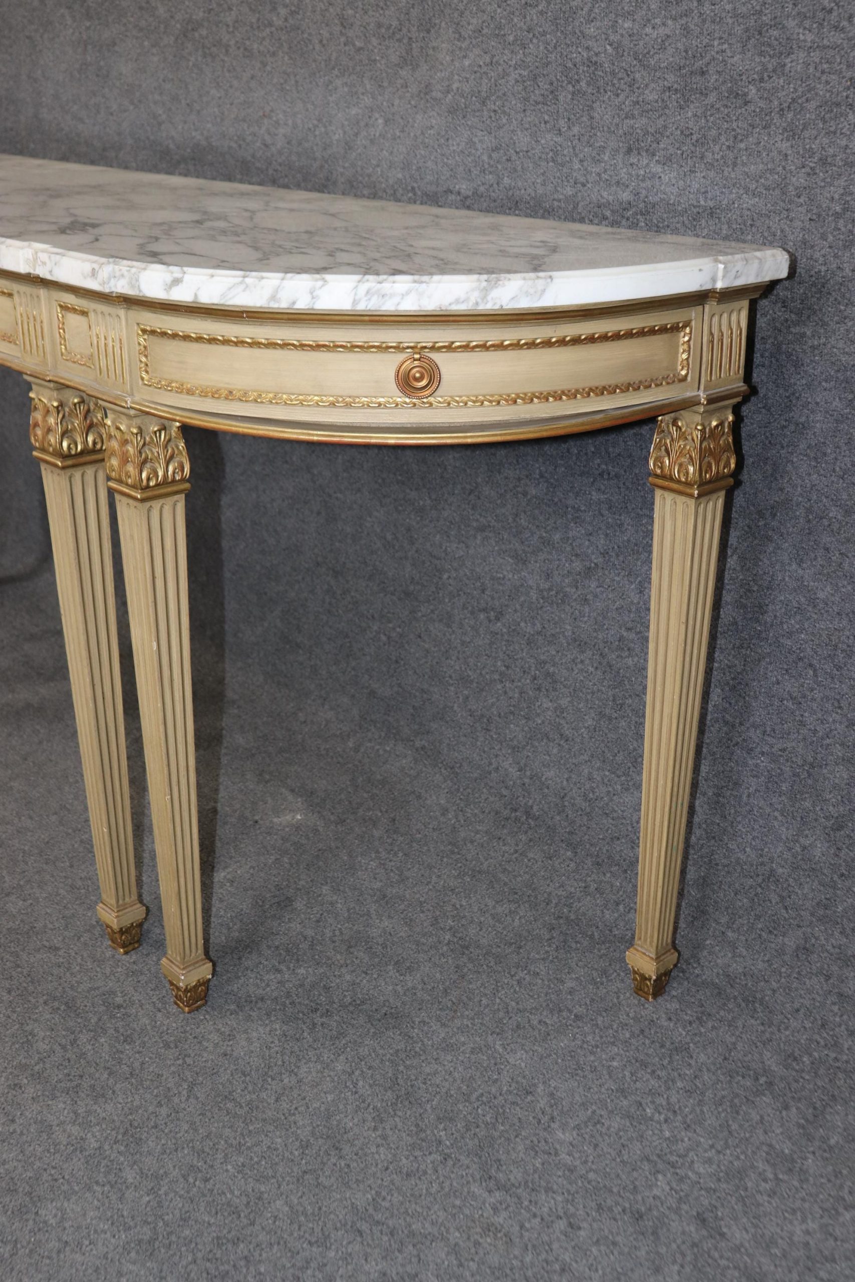 French Louis XVI Style Marble Top Console Table Attributed to Jansen Paris - Image 3