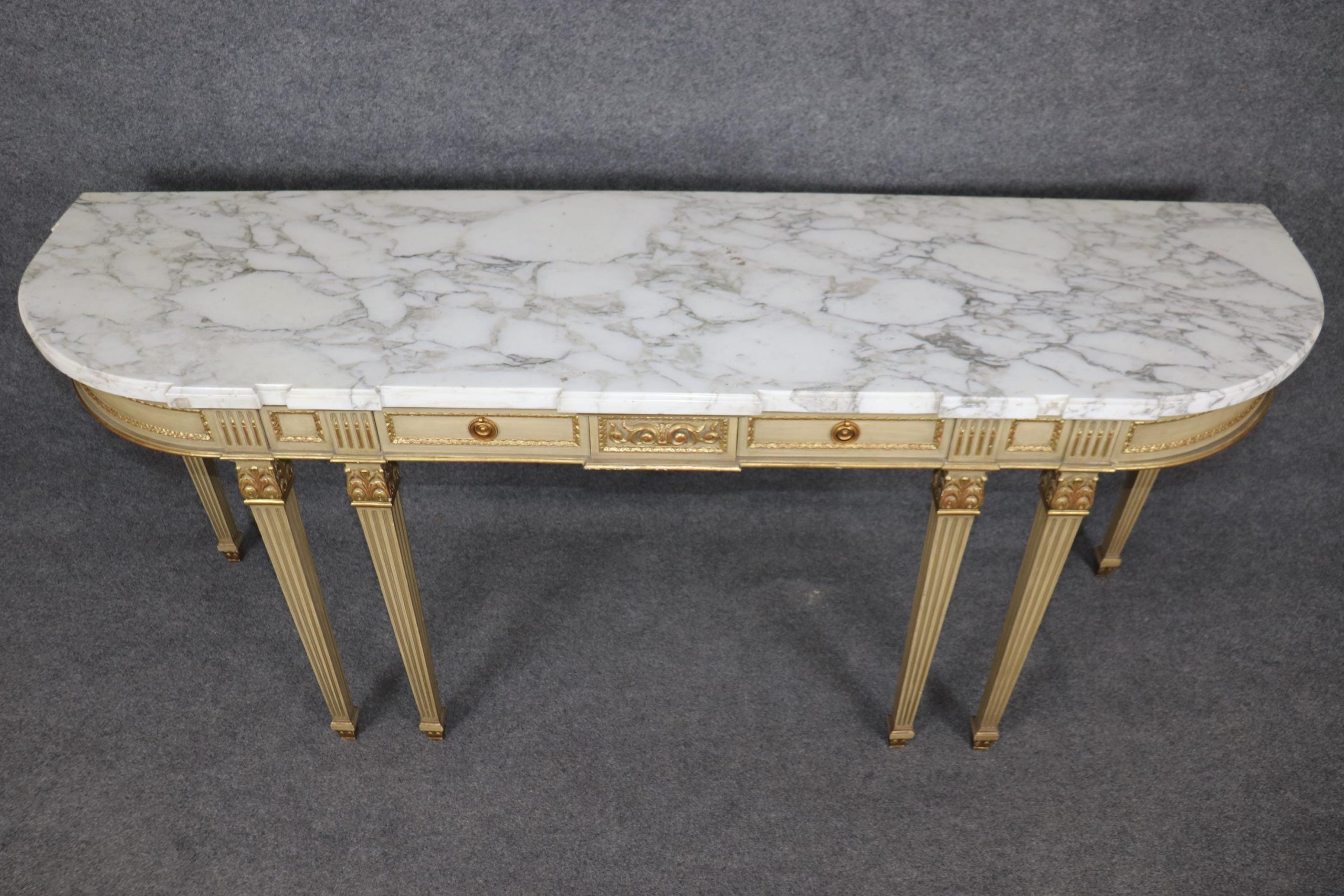 French Louis XVI Style Marble Top Console Table Attributed to Jansen Paris - Image 4
