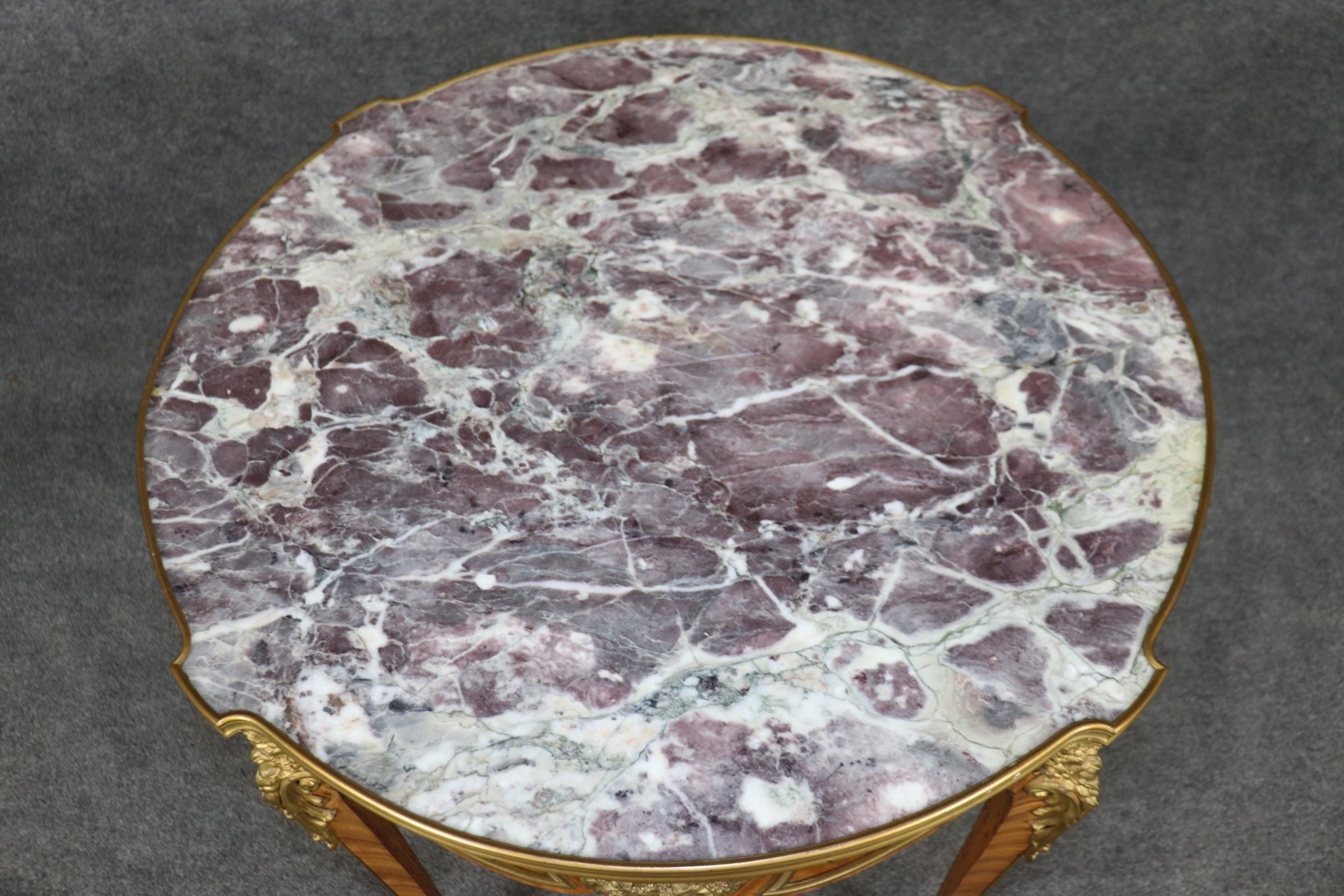 Antique French Marble Top Accent Table: Bronze Ormolu Edouard Millet Style - Image 5