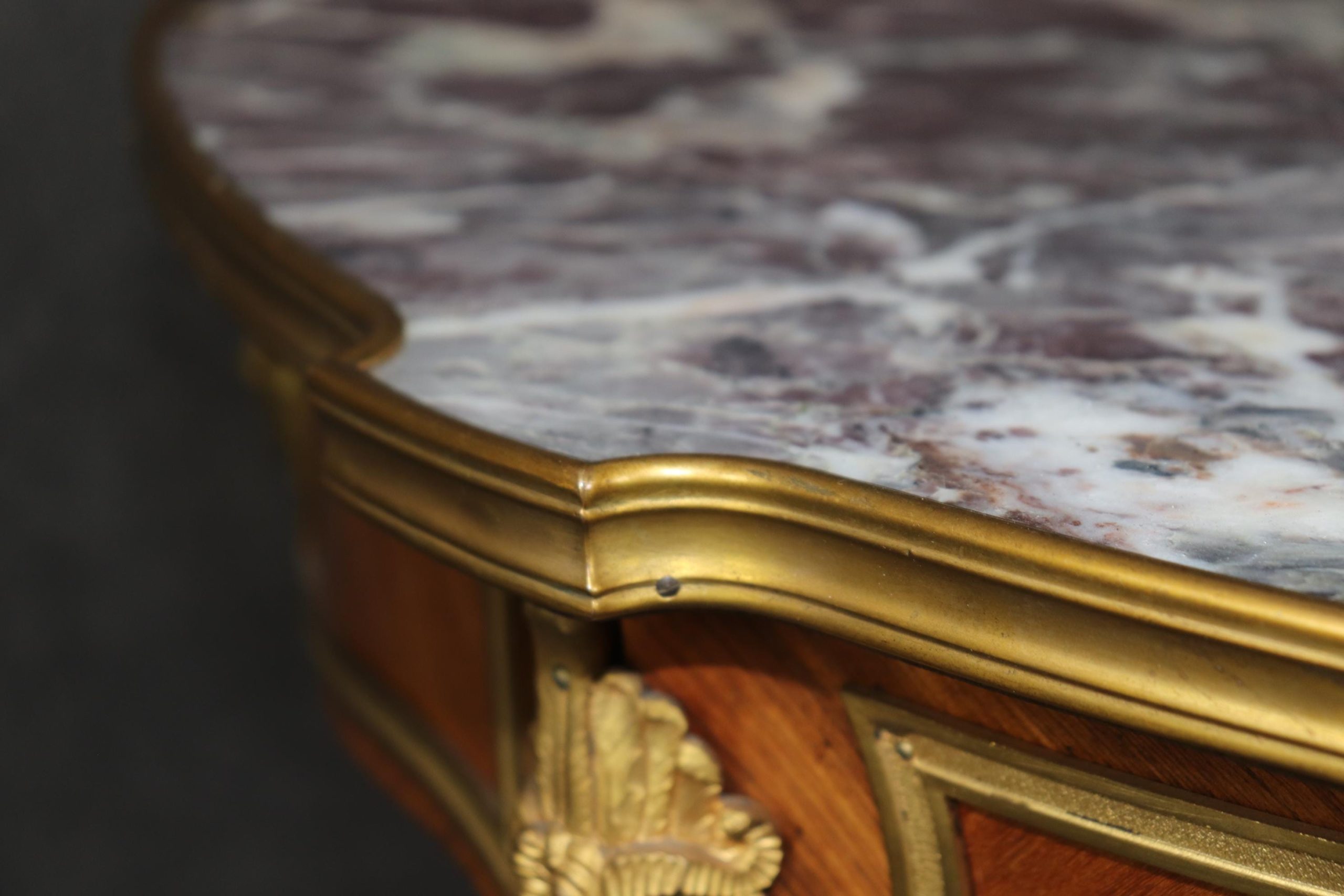 Antique French Marble Top Accent Table: Bronze Ormolu Edouard Millet Style - Image 9