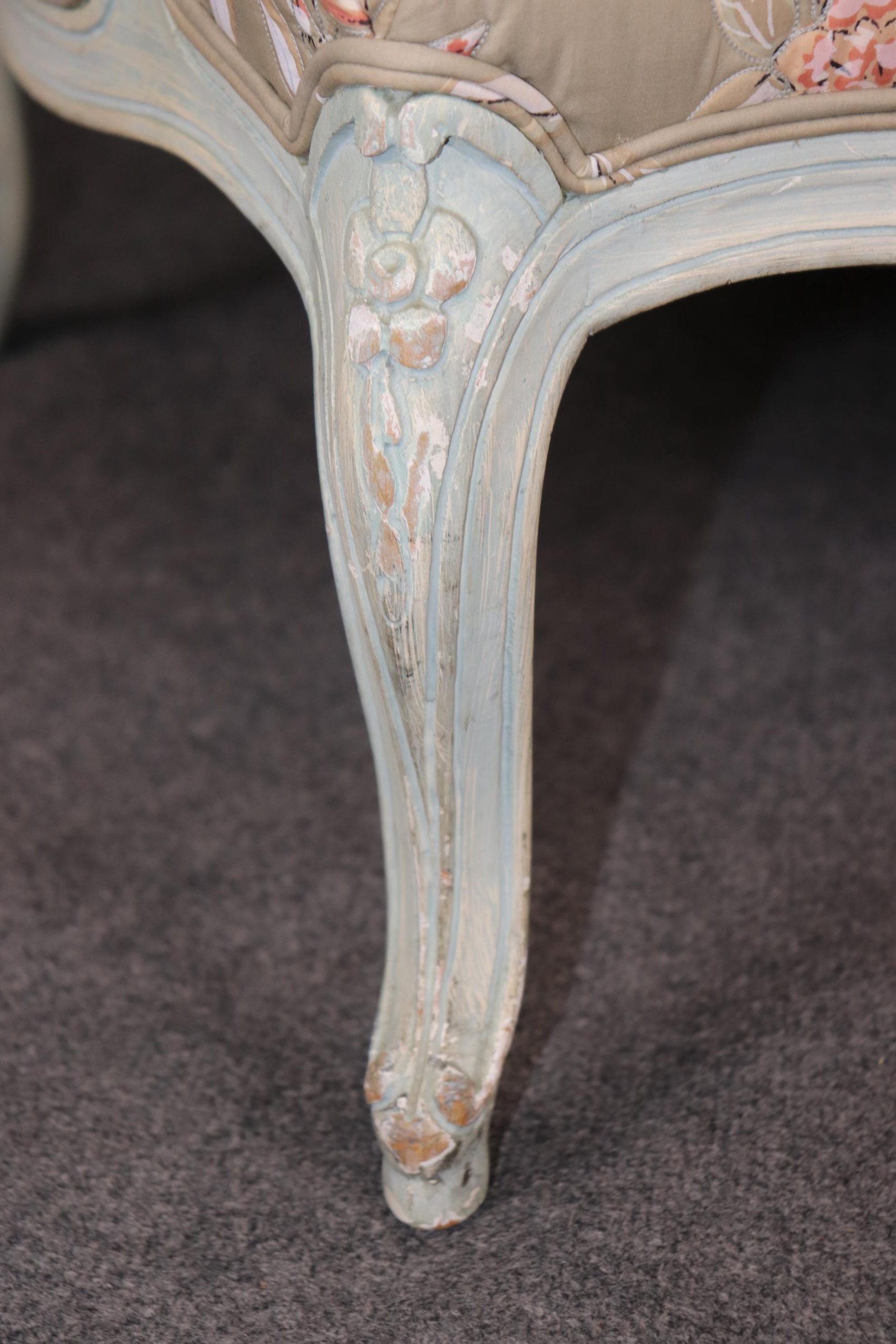 Vintage Louis XV Style Wingback Chairs: Floral Bergere Armchairs, Pair - Image 6