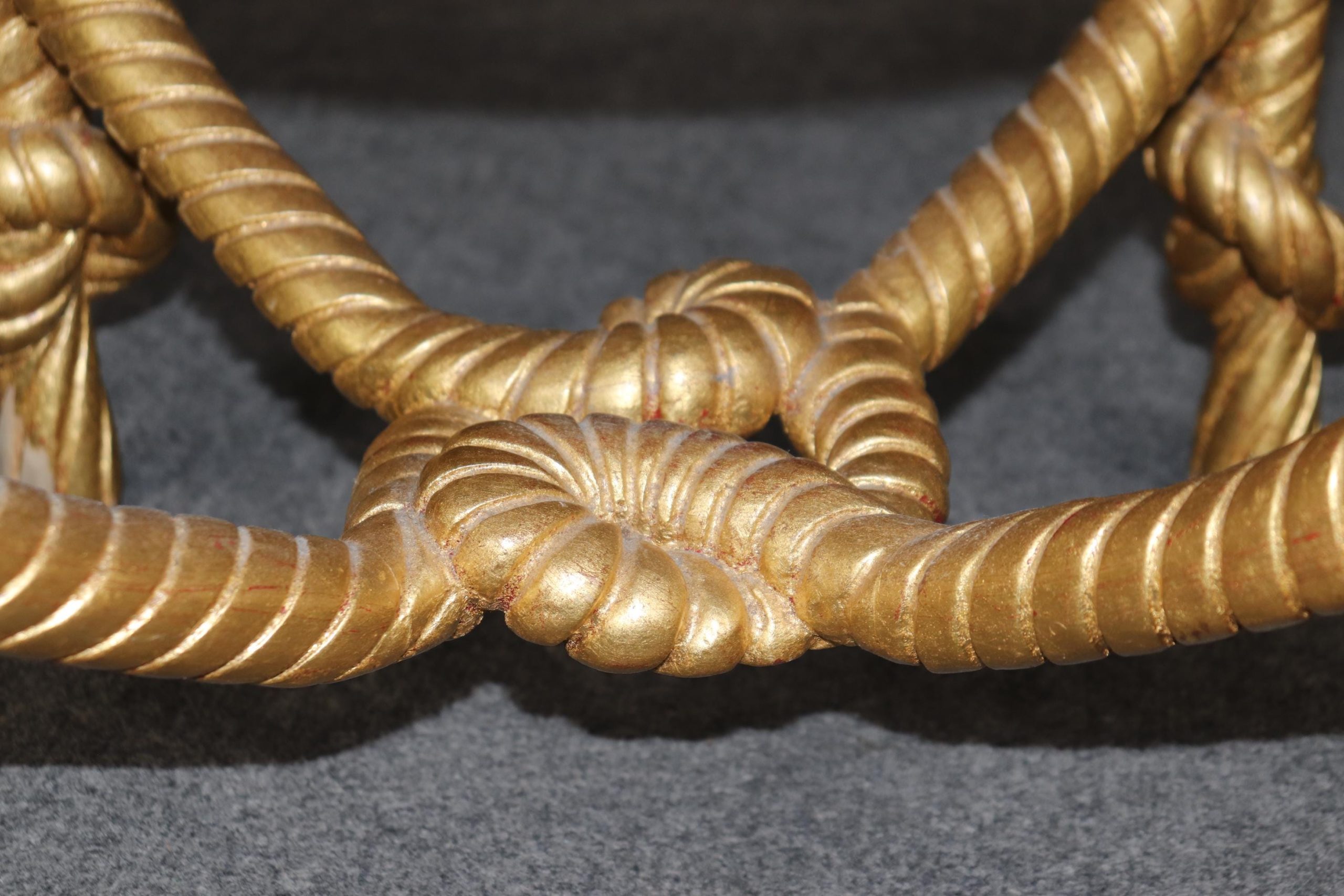 Mid Century Italian Gold Gilt Rope Twist Ottoman Bench - Image 9