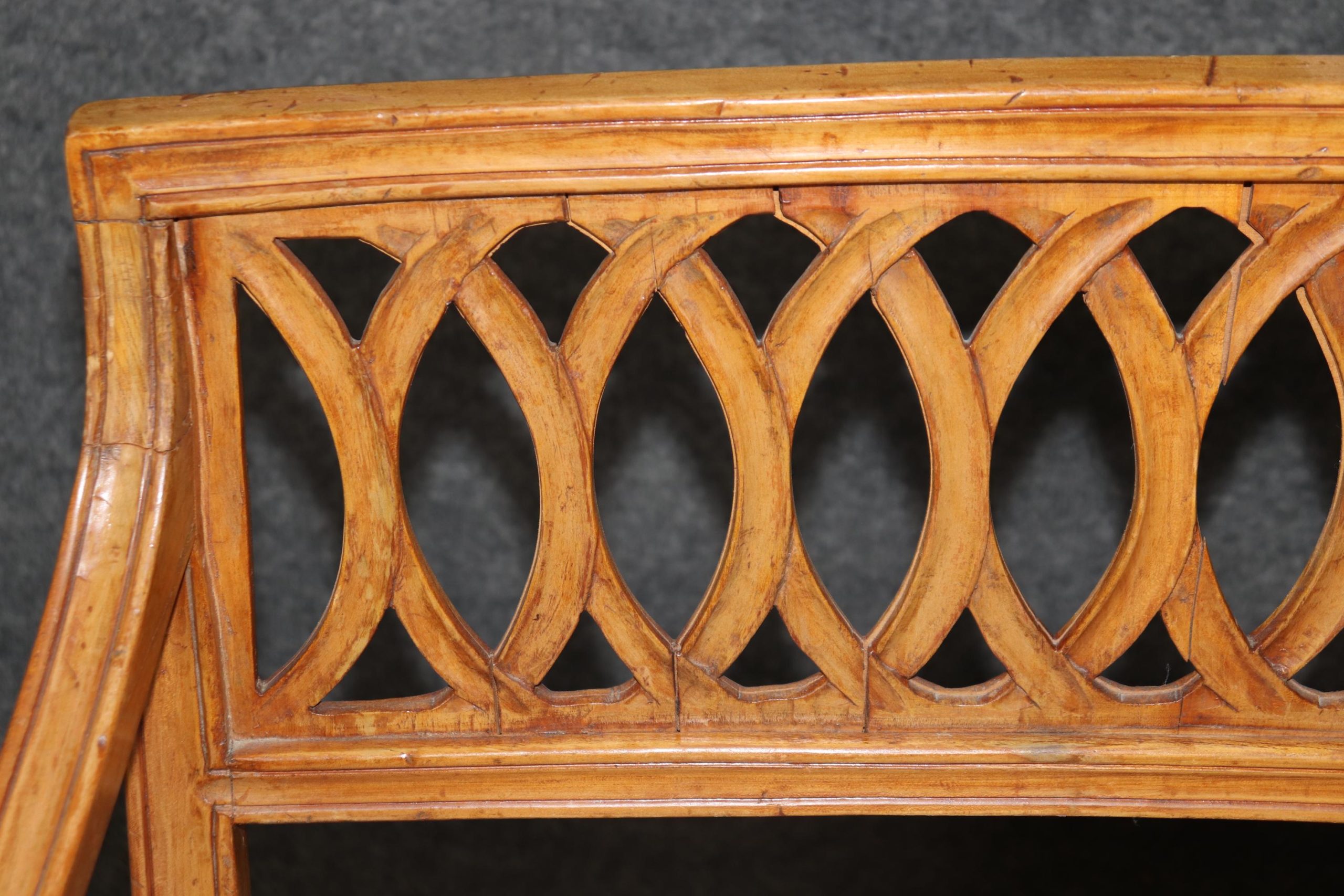 Antique Continental Walnut Settee: Blue Floral Upholstery Loveseat - Image 9