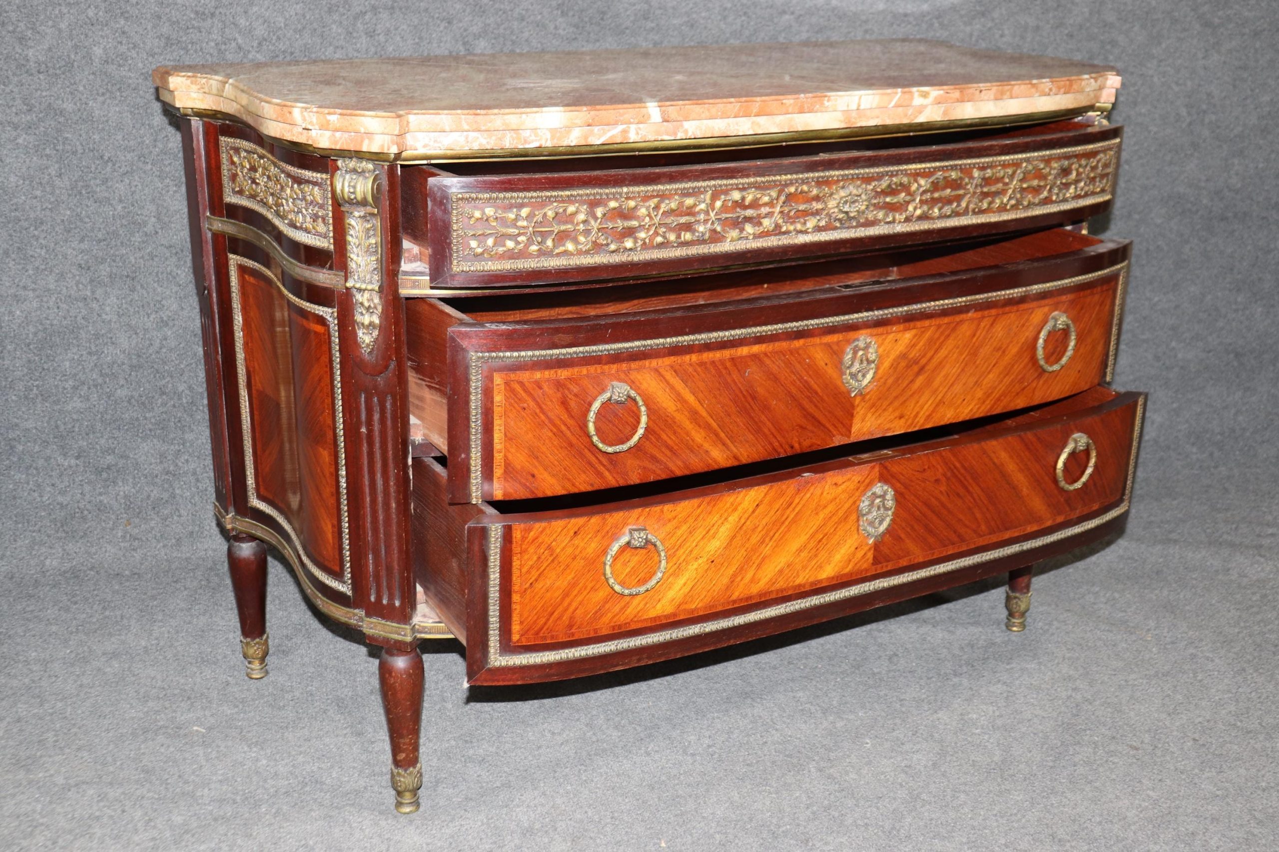 Vintage French Louis XVI Style Marble Top Commode - Image 5