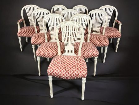 Louis XVI Style Balloon Back Dining Chairs - Set of 10 - Attributed to Maison Jansen