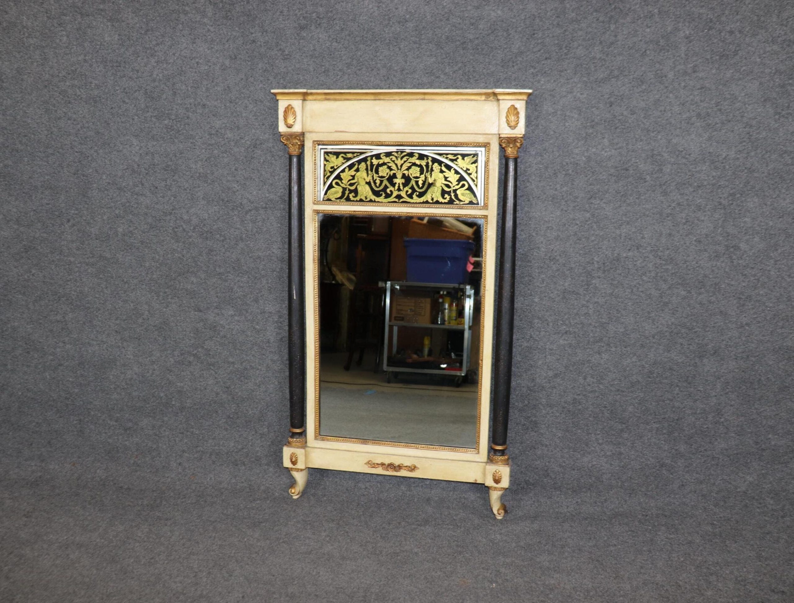 Italian Neoclassical Trumeau Mirror with Eglomise Panel