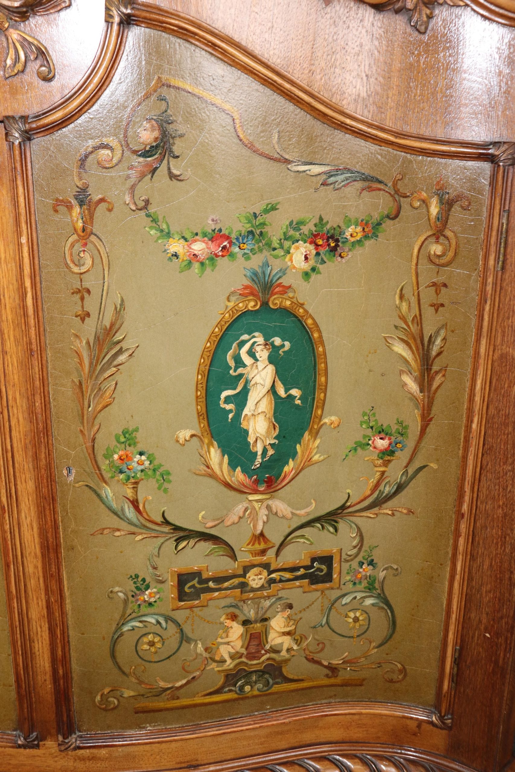 Antique French Carved Oak Bar Cabinet with Adams Paint - Image 7