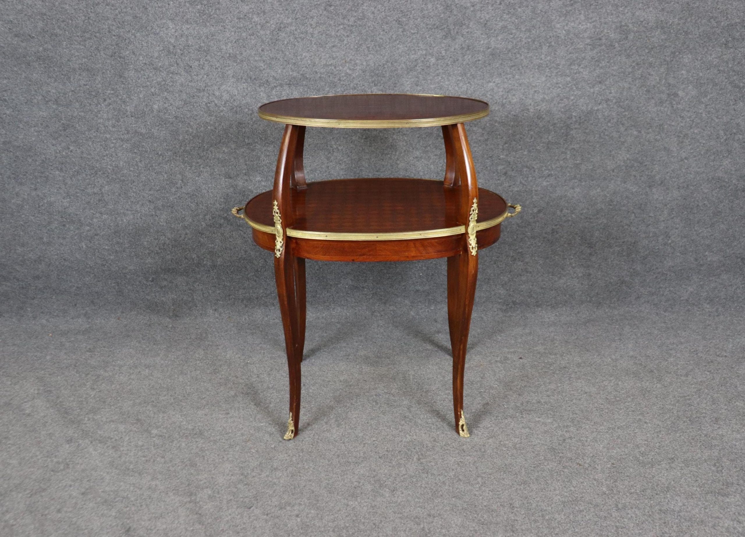 Vintage French Louis XV Style Inlaid Two Tier Dessert Table