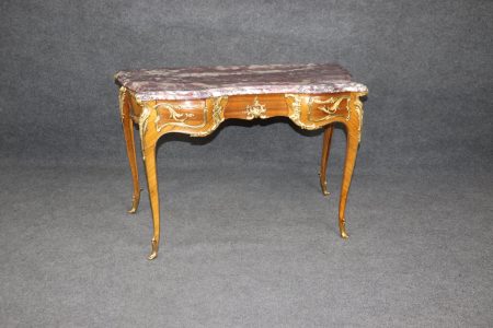 Antique French Louis XV Marble Top Desk by Zwiener: Bronze Ormolu Mounts