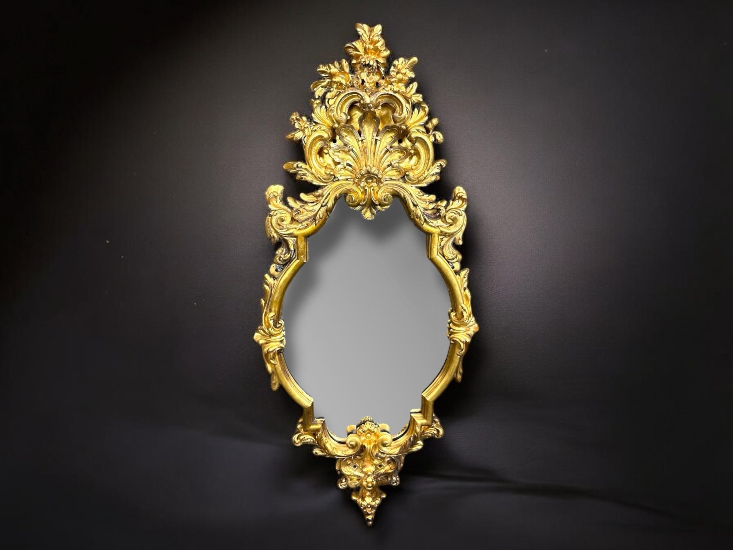 Antique French Louis XV Style Bronze Ormolu Wall Mirror