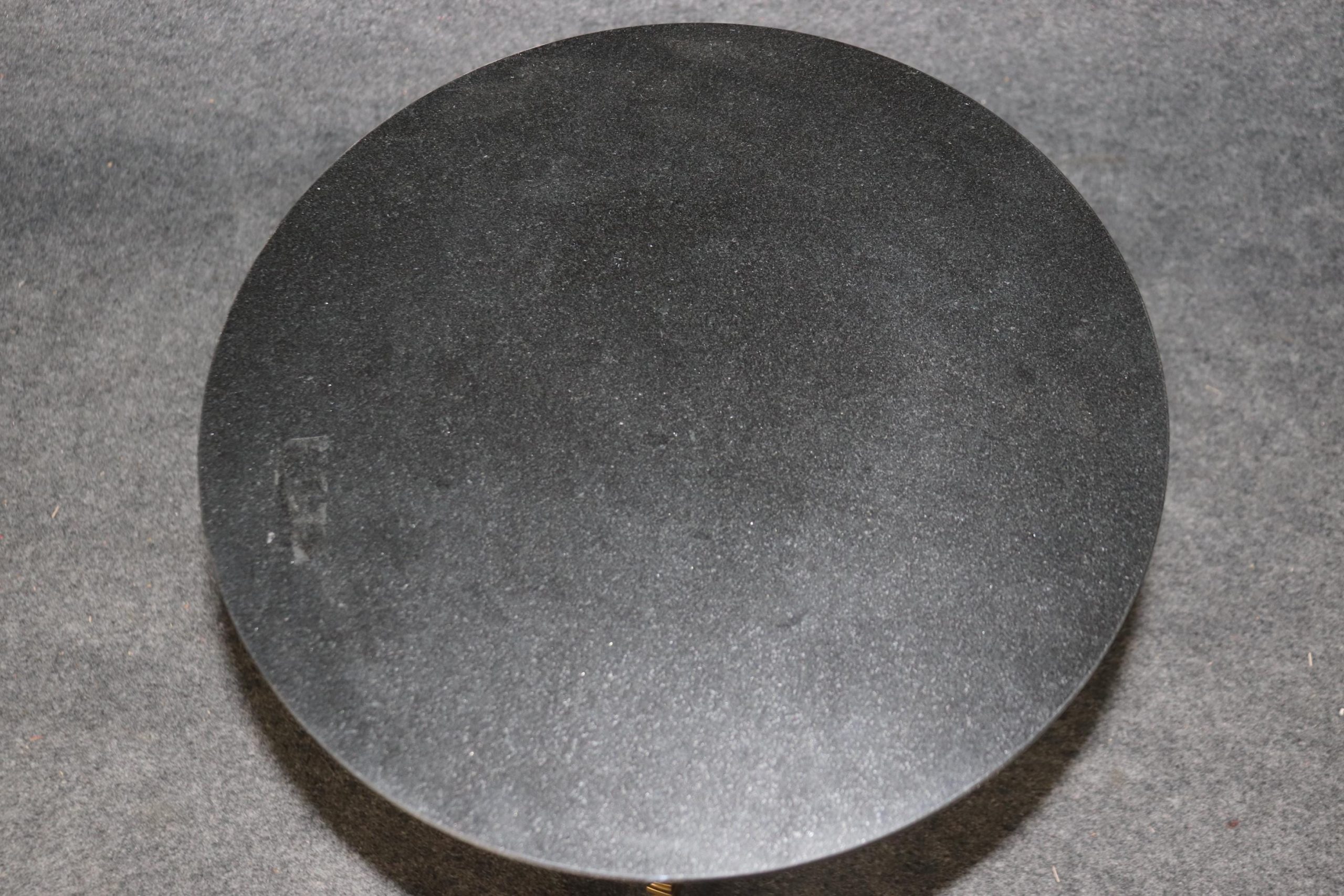 Victorian Style Brass Accent Table: Black Granite Top, Vintage Gold Table - Image 5