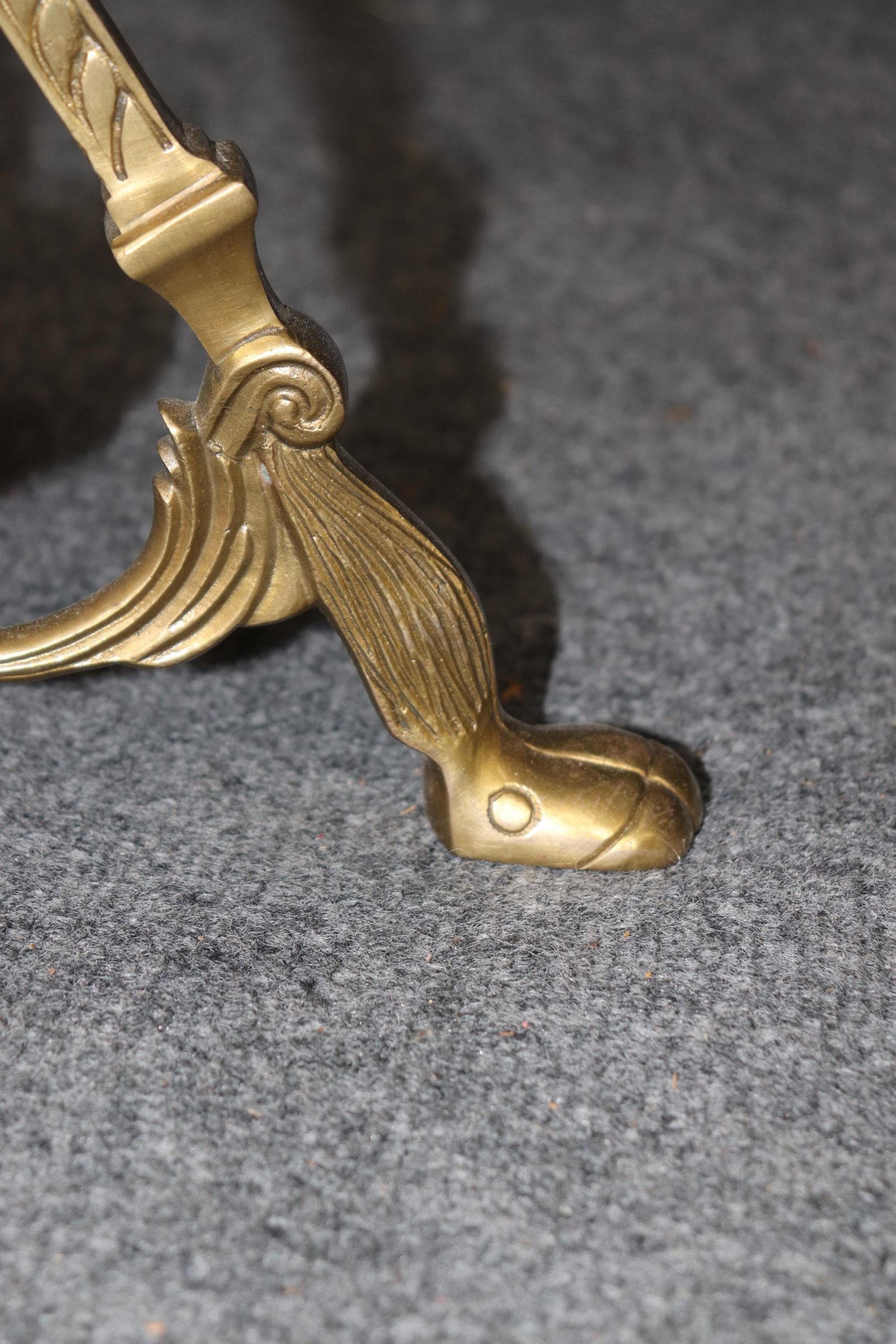 Victorian Style Brass Accent Table: Black Granite Top, Vintage Gold Table - Image 6