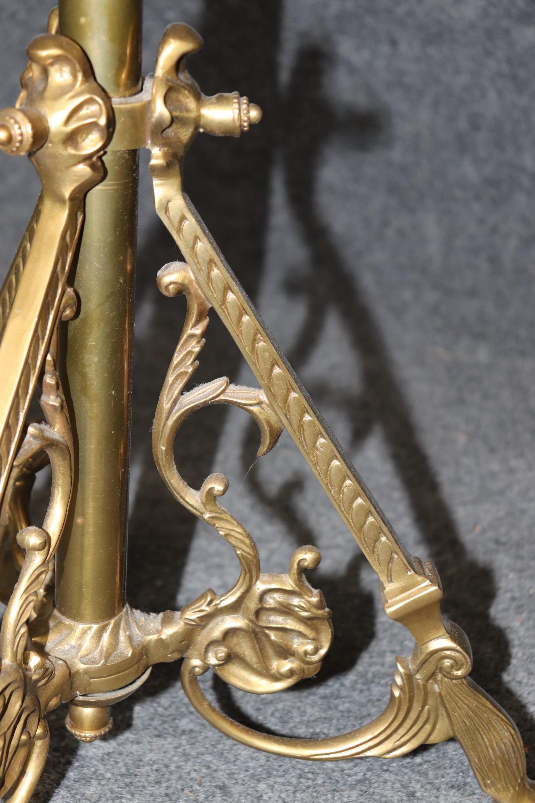 Victorian Style Brass Accent Table: Black Granite Top, Vintage Gold Table - Image 7