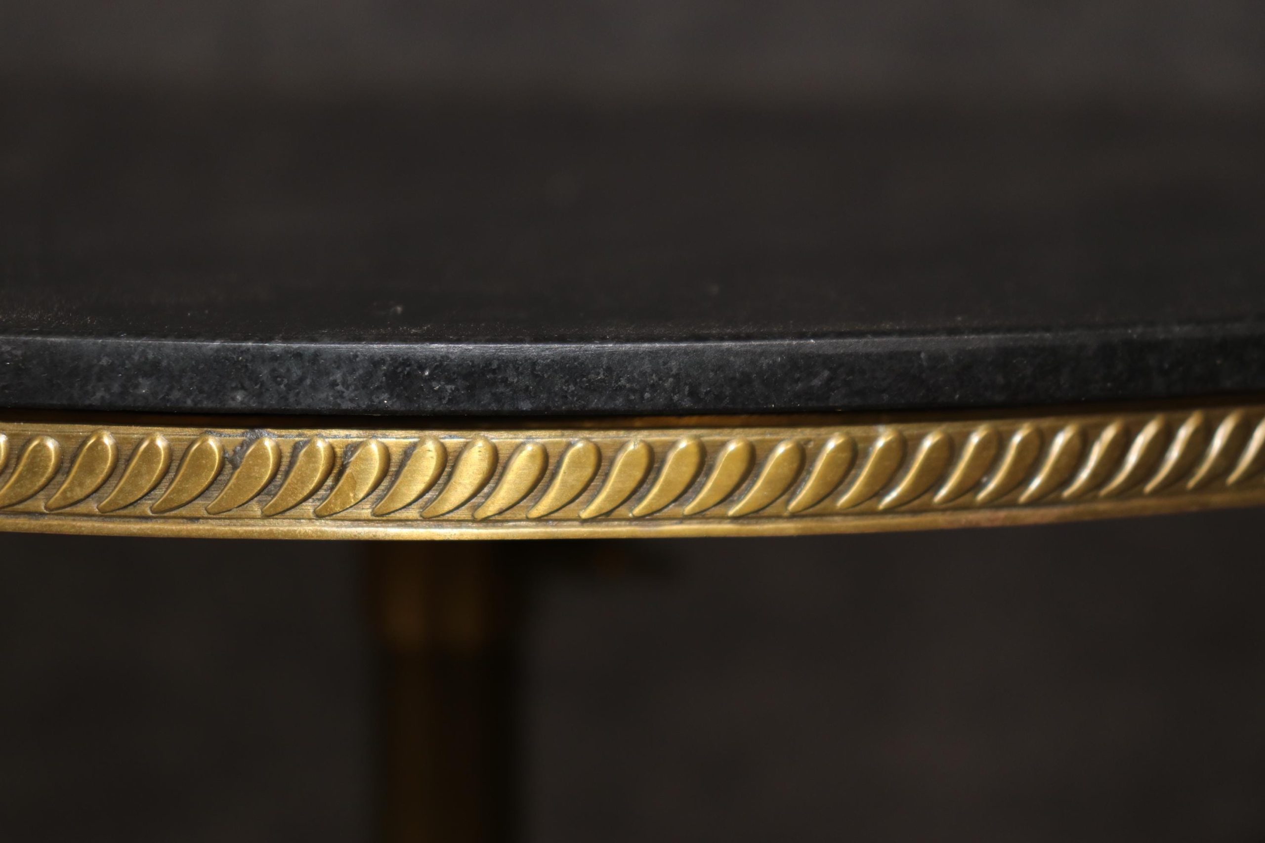 Victorian Style Brass Accent Table: Black Granite Top, Vintage Gold Table - Image 9