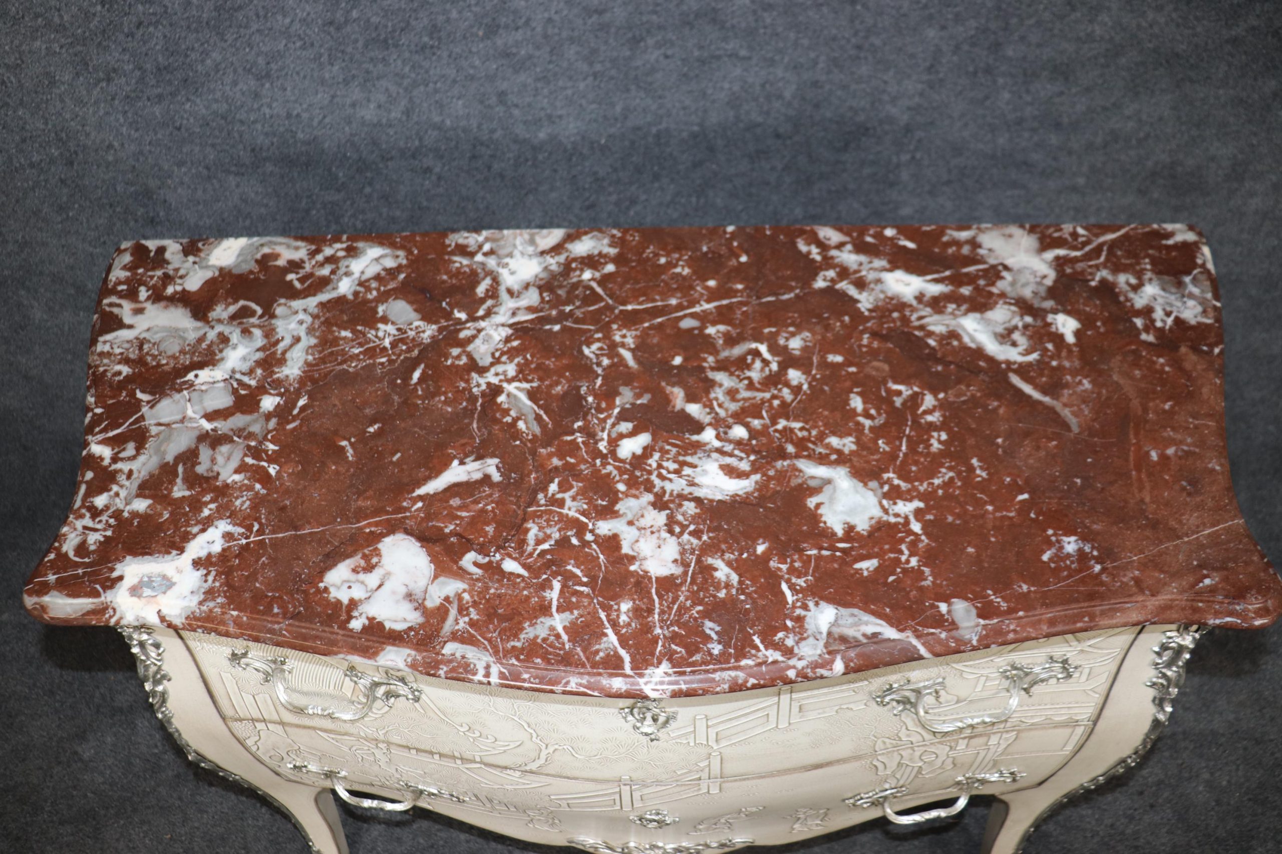 Vintage Louis XV Chinoiserie Marble Top Commode - Richard Plumer Design - Image 7